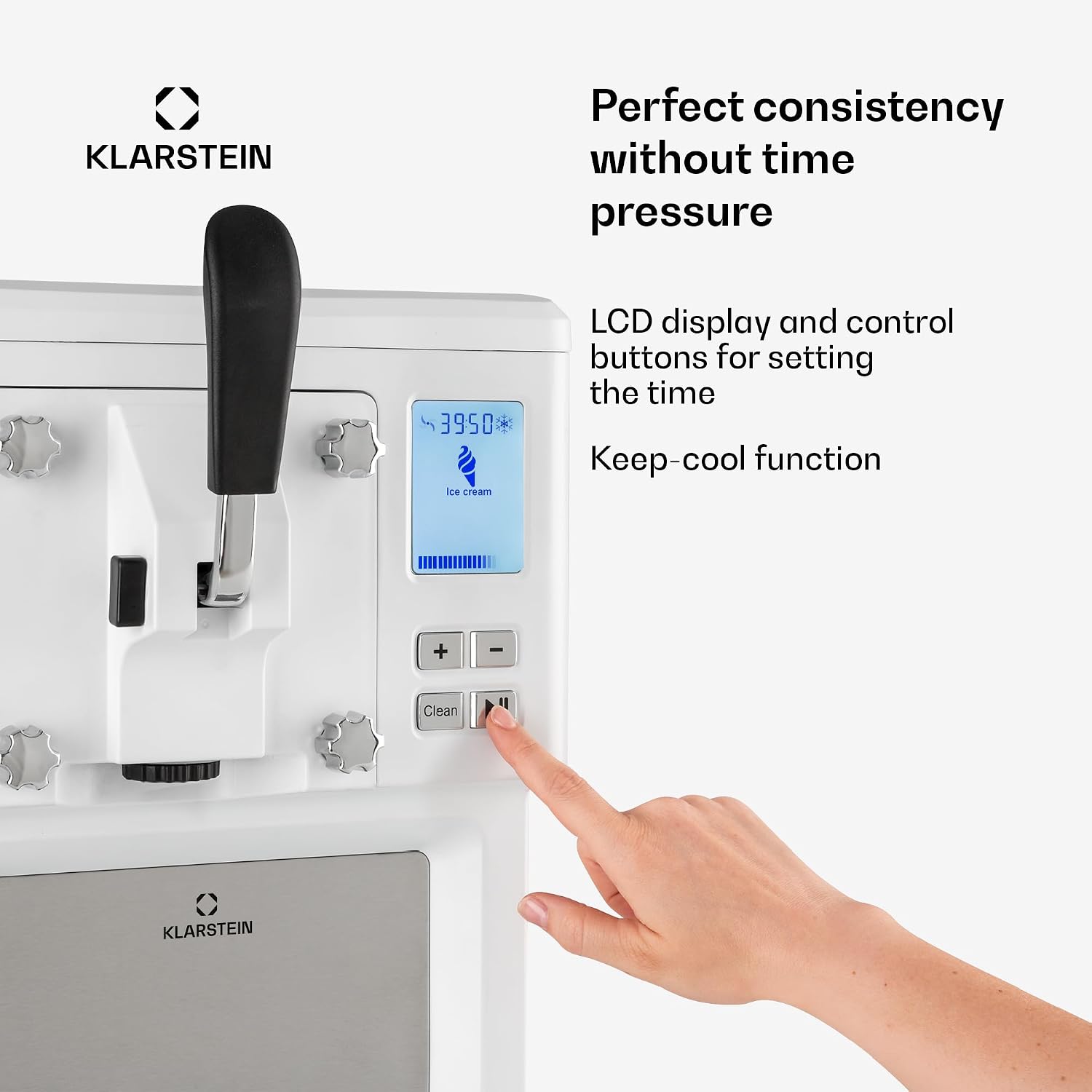Detalle 2 de Klarstein Sweet Sundae Ice Cream Maker, 1.5 L, Compressor and Soft-Serve Dispenser