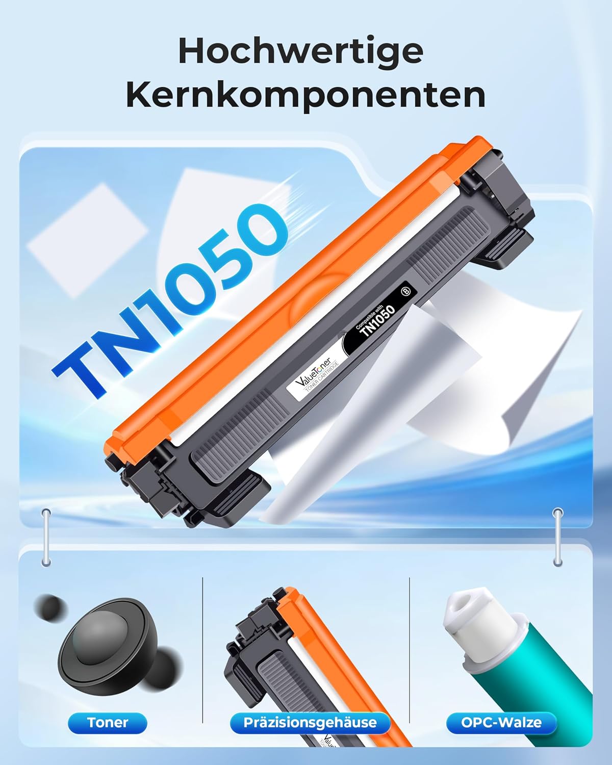 Detalle de ValueToner TN1050 (TN 1050) kompatibler Toner schwarz – 2er-Pack für Brother
