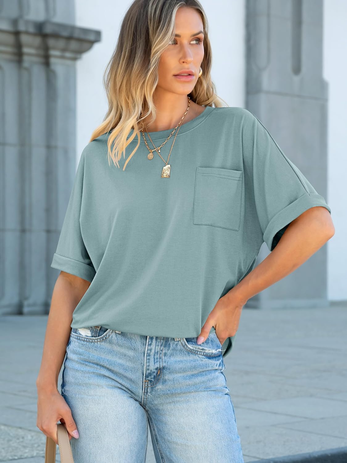 Thumbnail 4 de ANRABESS Women Oversized Short Sleeve Tee with Pocket