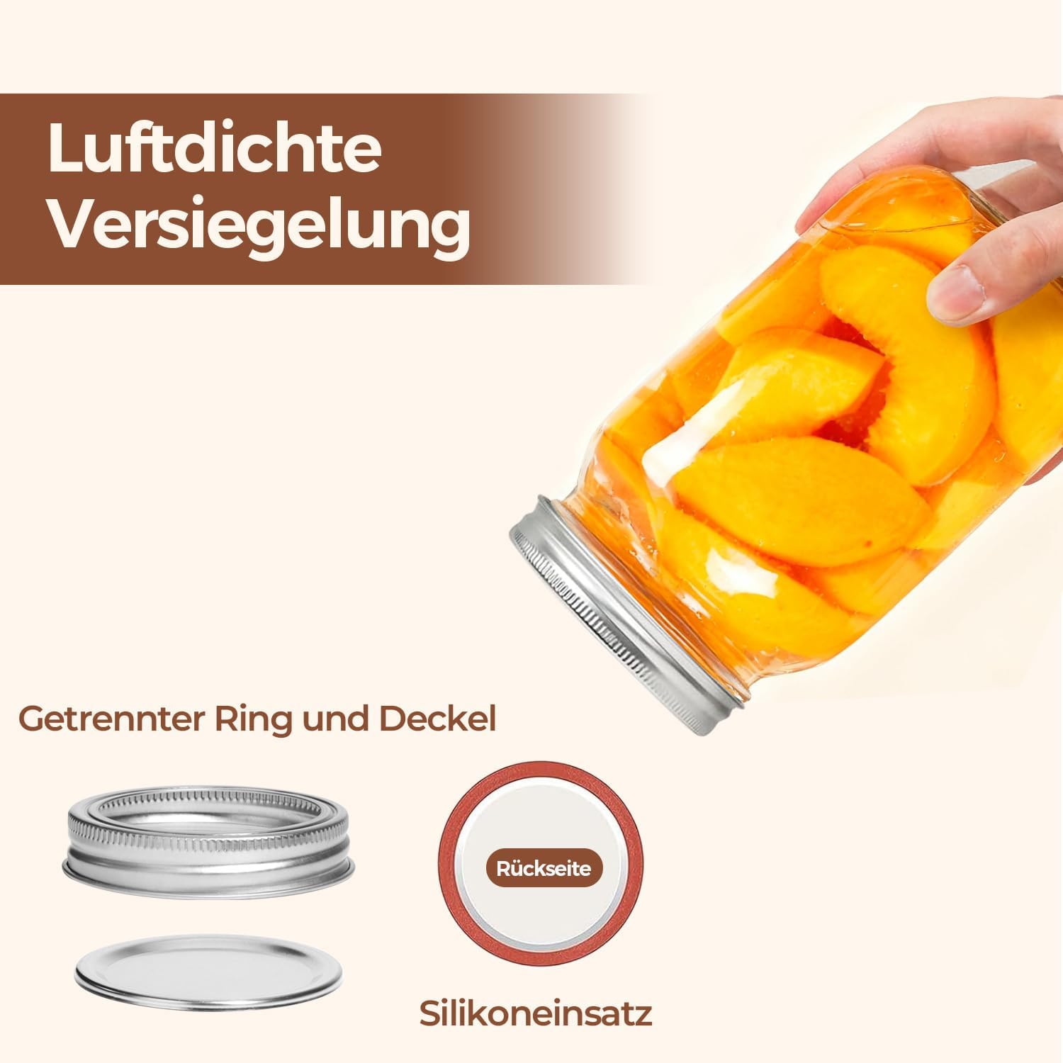 Thumbnail 2 de ComSaf Einmachgläser 960 ml mit Deckel – 2er-Set aus BPA-freiem Borosilikatglas