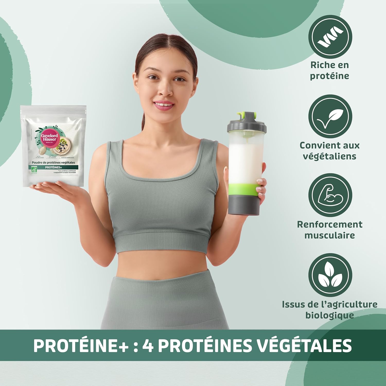 Detalle de GAYELORD HAUSER – Poudre de Protéines végétales Bio, 200 g