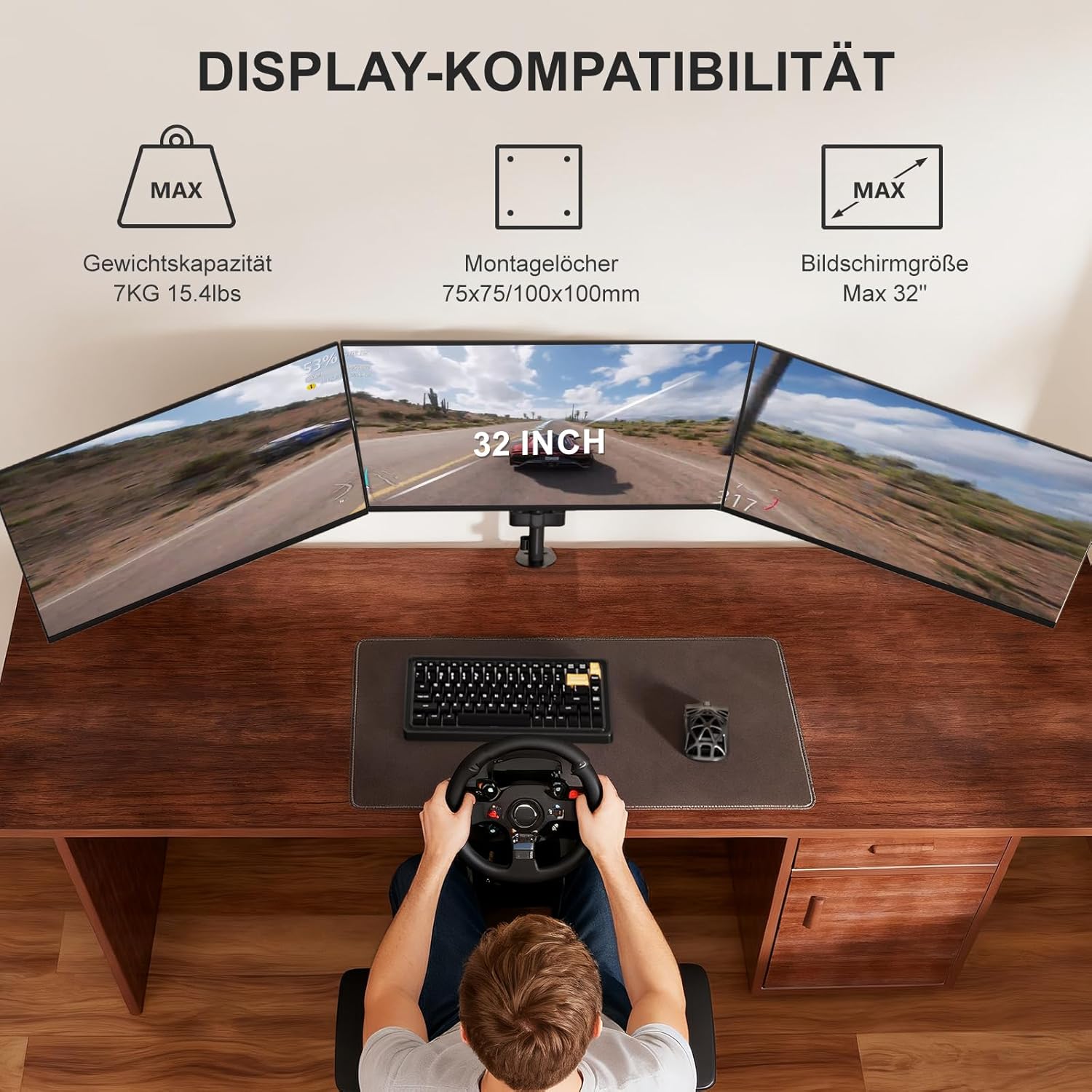 Thumbnail 1 de WALI Monitorhalterung 3 Monitore 27 Zoll