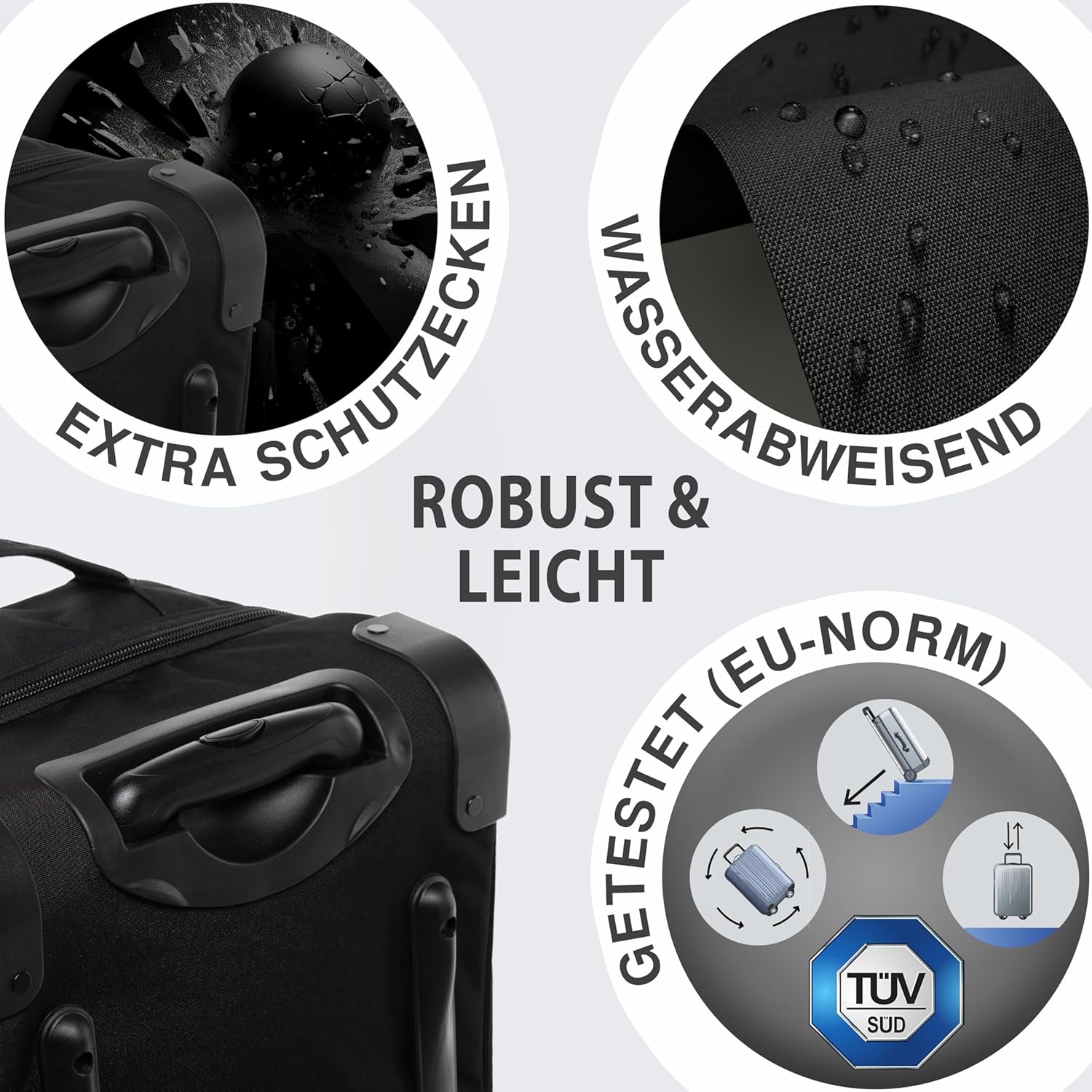 Detalle 2 de SONS OF ALOHA XXL Reisetasche mit 2 Rollen Kane Rollkoffer 80 cm – 140 L, schwarz