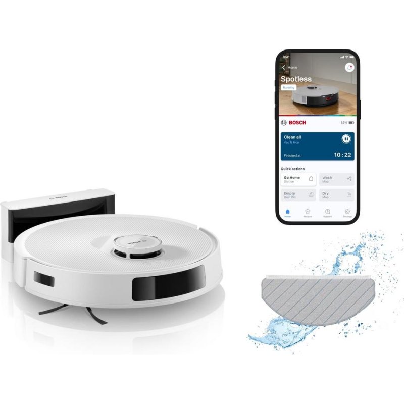 Detalle 2 de Bosch BCRC2W: Robot Aspirador y Fregasuelos con Navegación LiDAR y Control por App