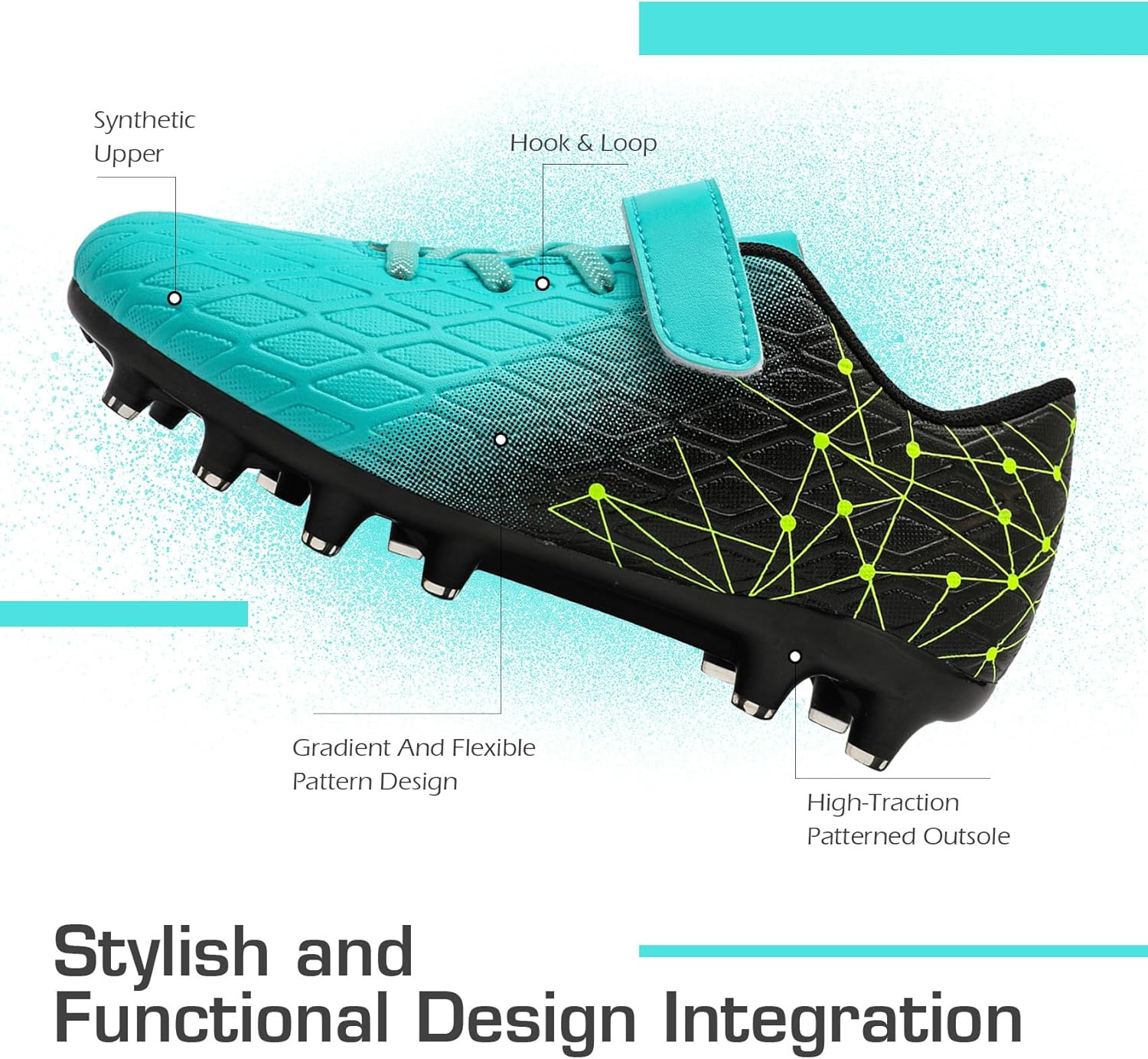 Thumbnail 4 de DimaiGlobal Kinder-Fußballschuhe mit Stollen (FG/AG) und Klettverschluss für Kunstrasen