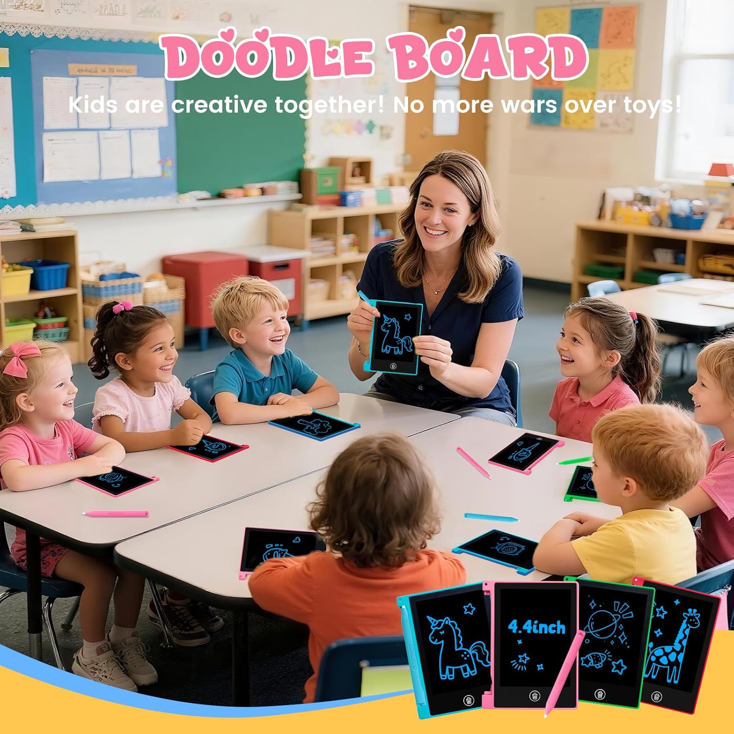 Detalle de 24-Pack Mini LCD Writing Tablets for Kids (4.4 inches) — Reusable Doodle Boards