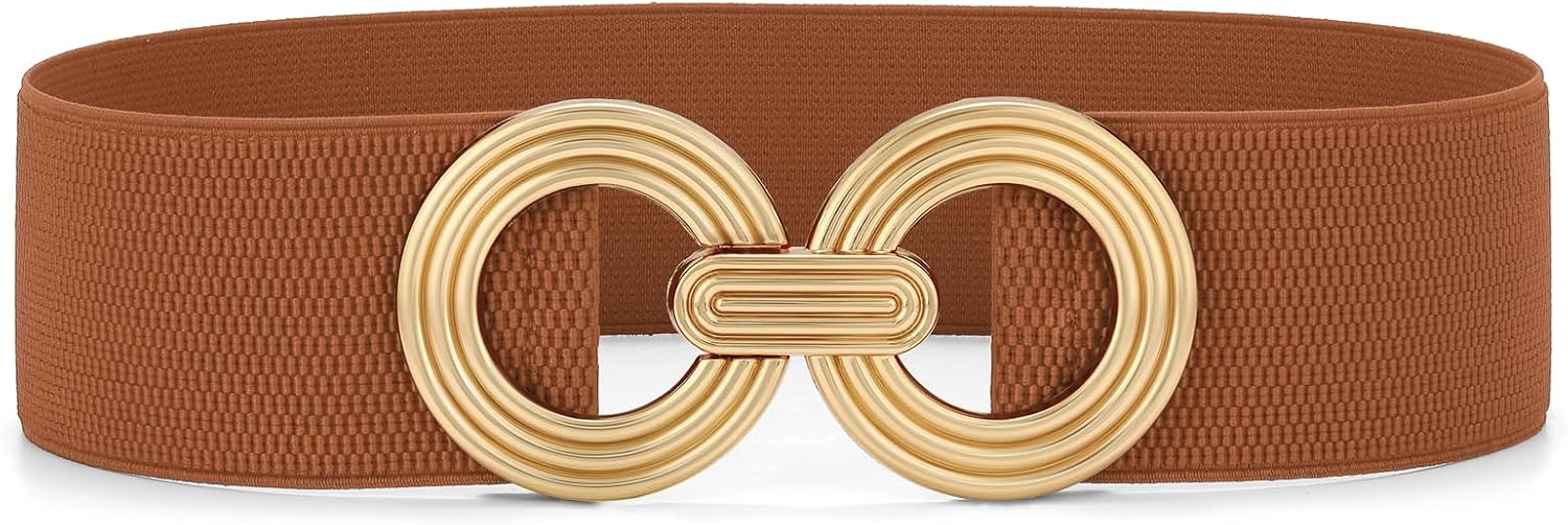 Thumbnail 6 de JasGood women’s wide elastic belt with gold buckle for dresses and waists