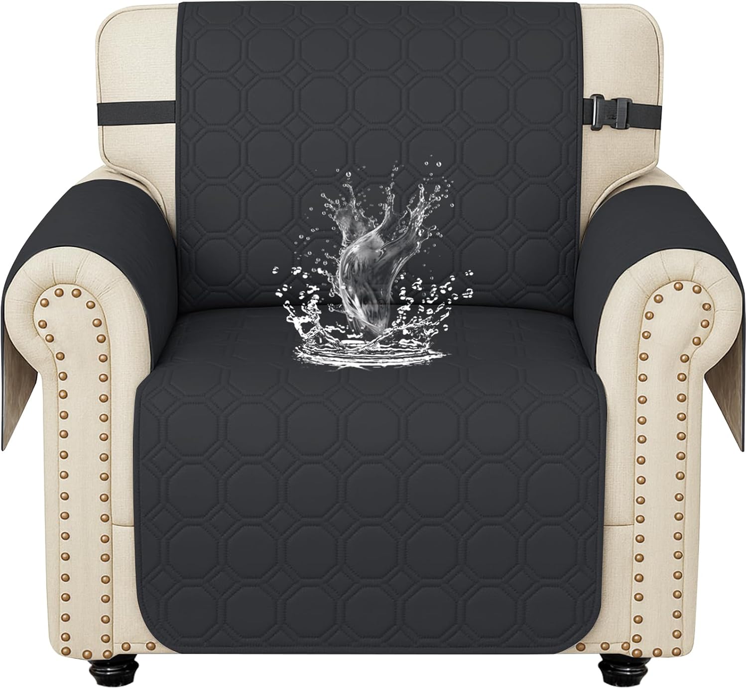 Ystyle Housse de canapé imperméable 4 places noir