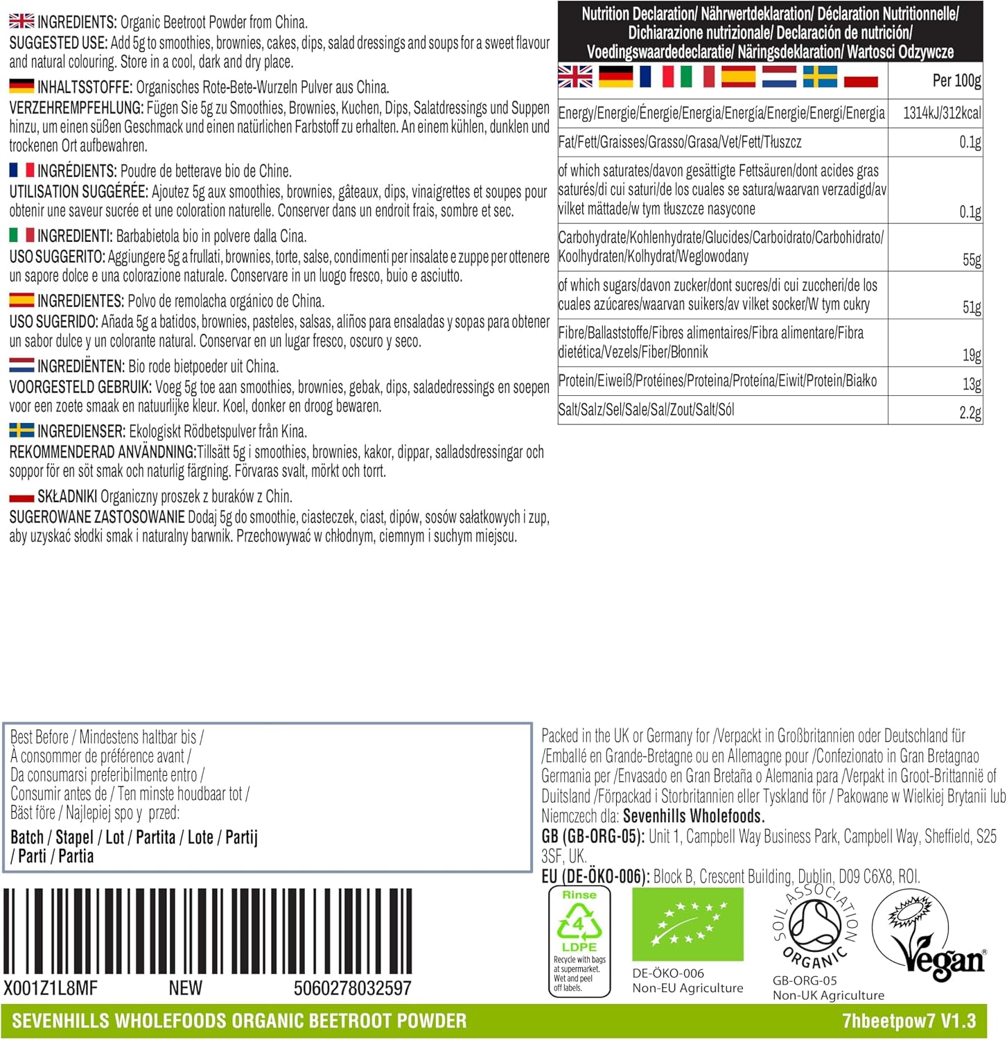 Thumbnail 5 de Sevenhills Wholefoods Poudre de betterave 200g đ„
