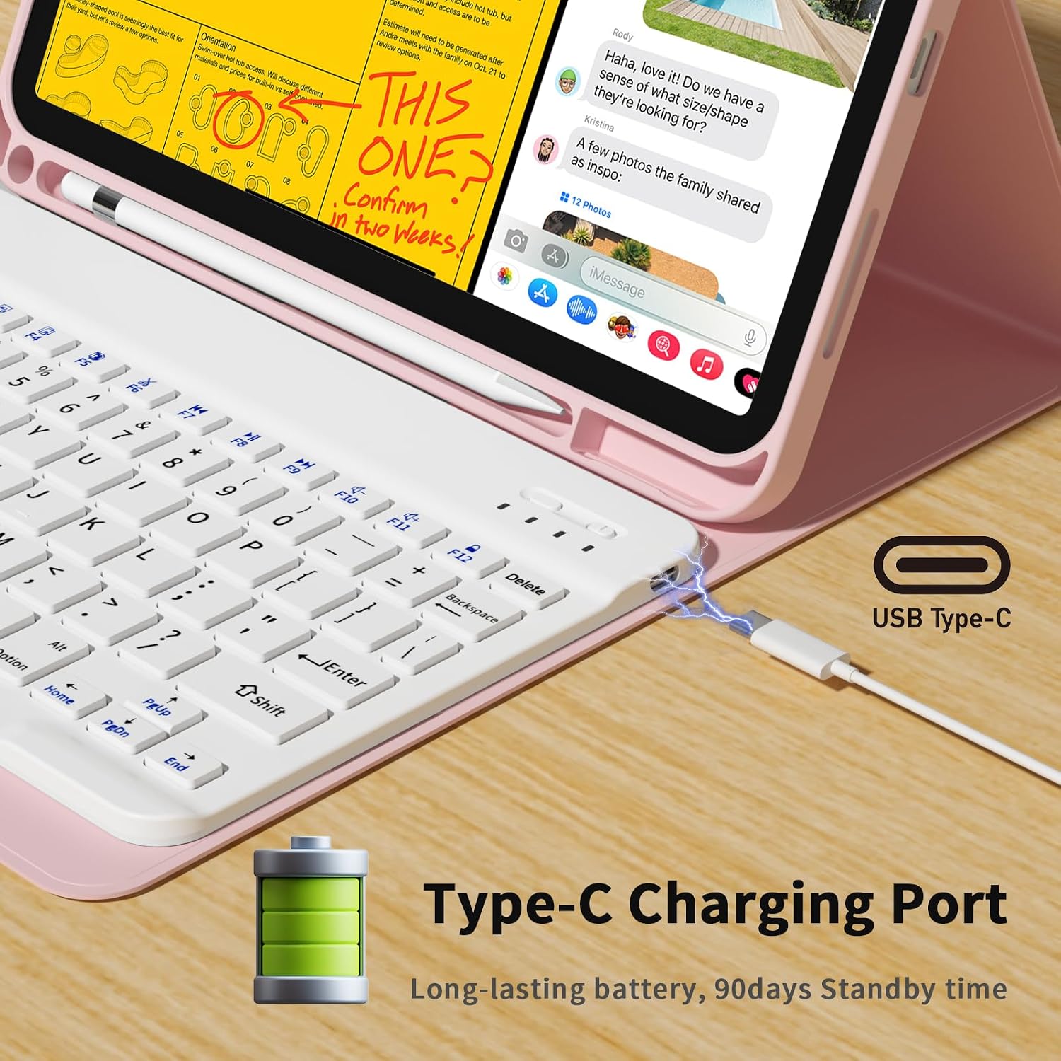 Thumbnail 6 de Zoyu Keyboard Case for iPad 11th Gen A16 11.0” Light Pink ⌨