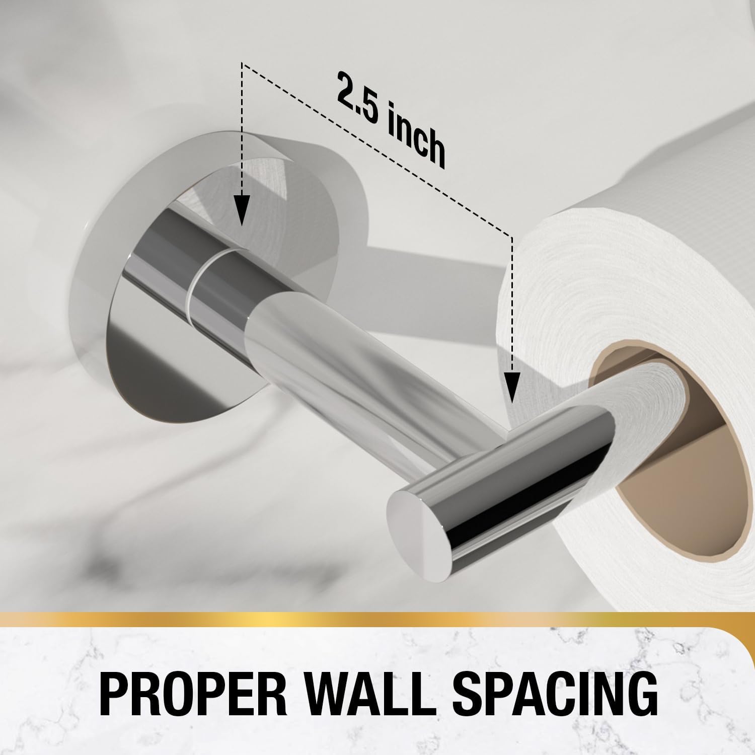 Detalle de HITSLAM Double-Post Pivoting Toilet Paper Holder, Chrome SUS304 Steel