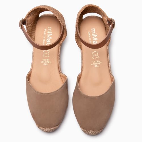 Thumbnail 4 de Espadrilles à Talon compensé en Cuir Taupe - miMaO, EU 39