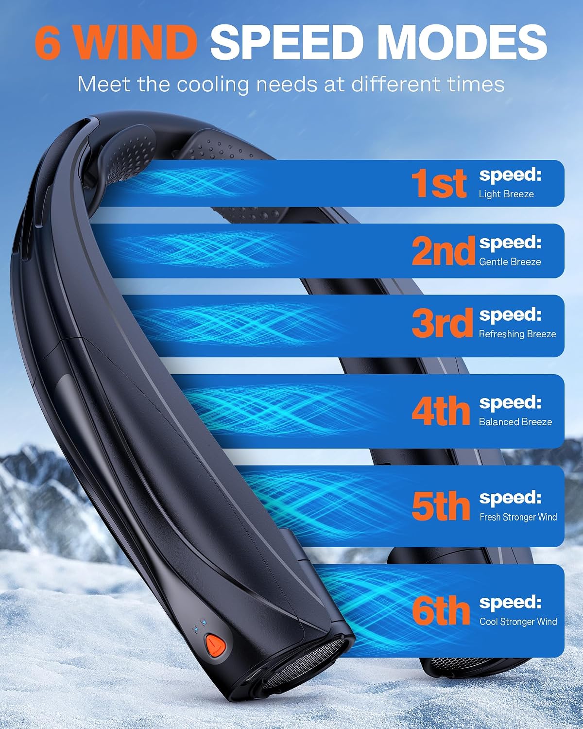 Thumbnail 2 de Vexolta Portable Neck Fan — 6000mAh, 360° Cooling, 6 Speeds, Hands-Free Wearable Personal Fan