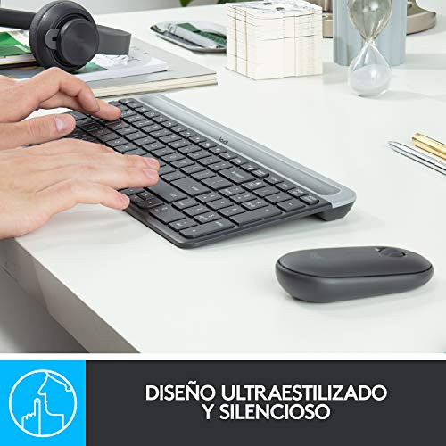 Detalle de Logitech MK470 Combo: Teclado y Ratón Inalámbricos para Windows (Negro)
