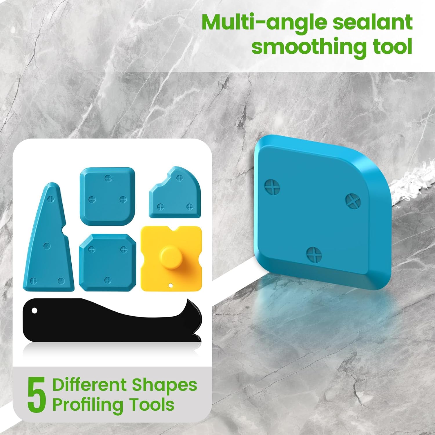 Thumbnail 5 de Caulking Tool 5 in 1 silicone caulking kit with 6 pads 🛠