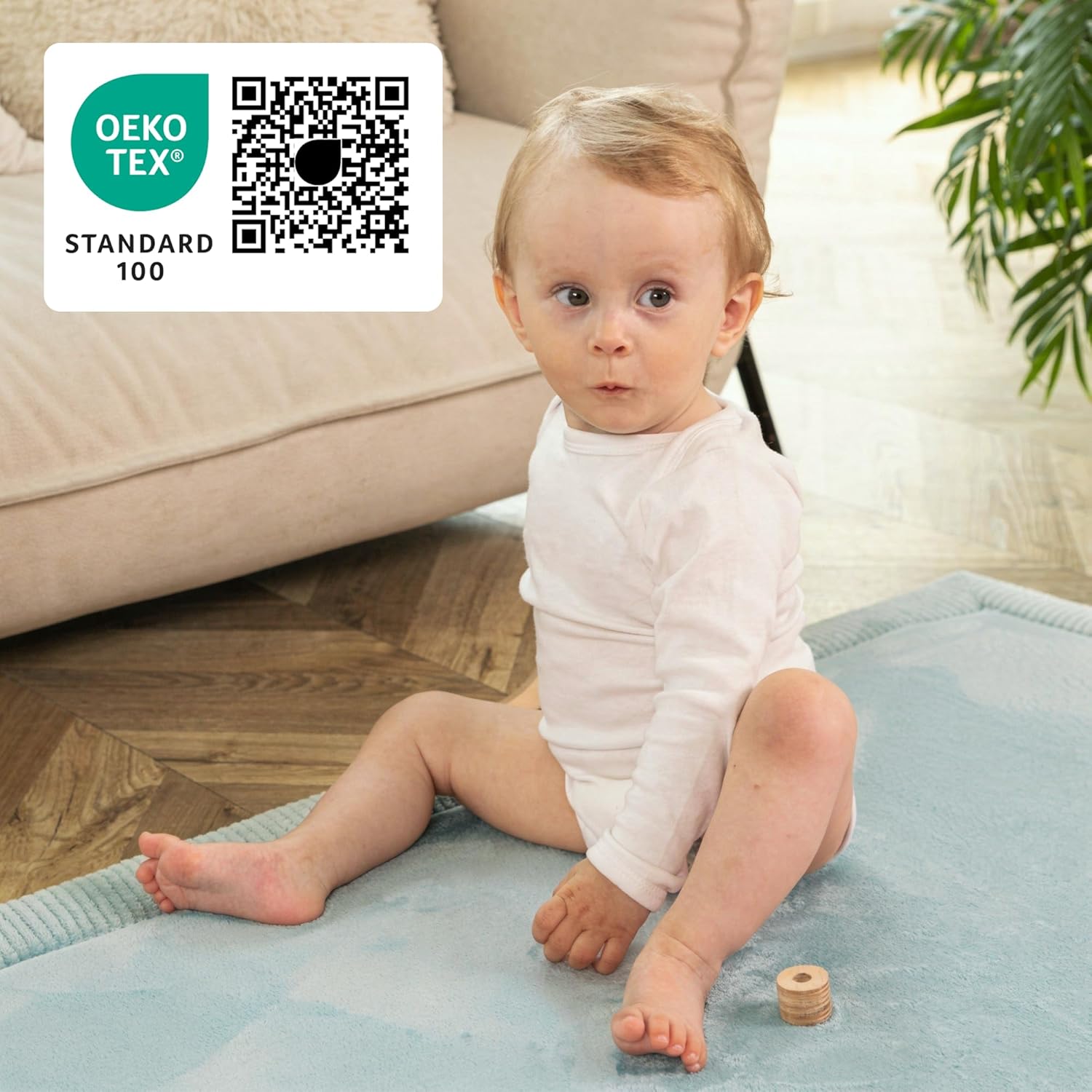 Thumbnail 6 de Wolkenweiche Spielmatte Baby 200x150x2,5 cm grün – Memory-Schaum, rutschfeste Unterseite