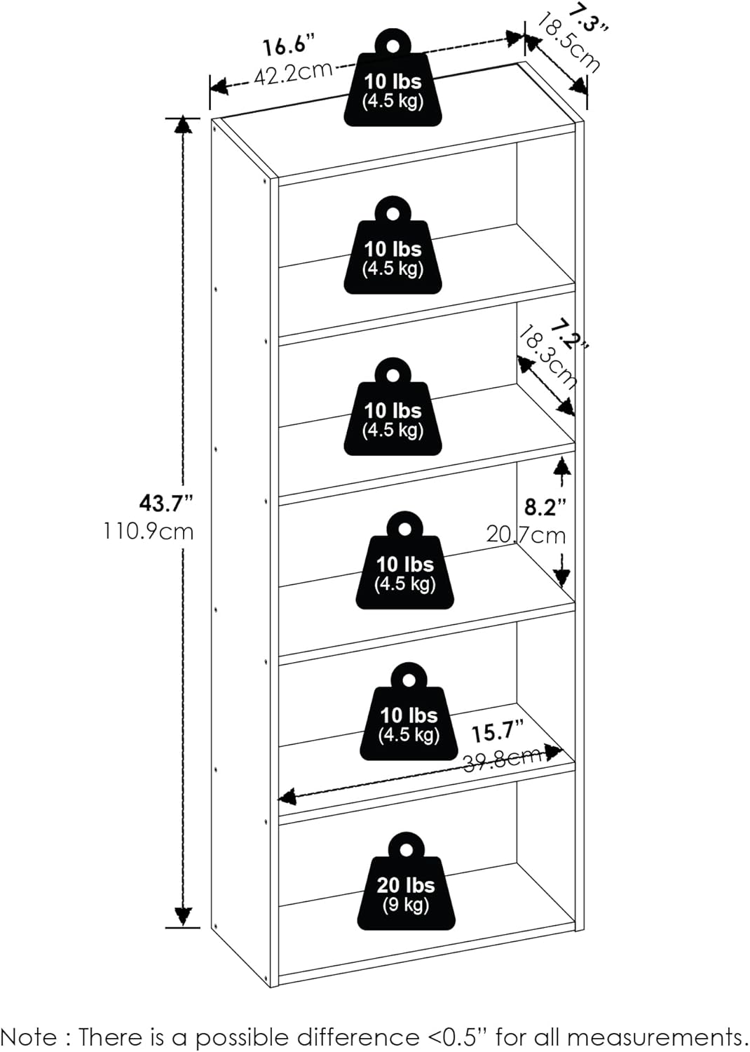 Detalle 2 de Furinno DVD Shelf, 5-Tier