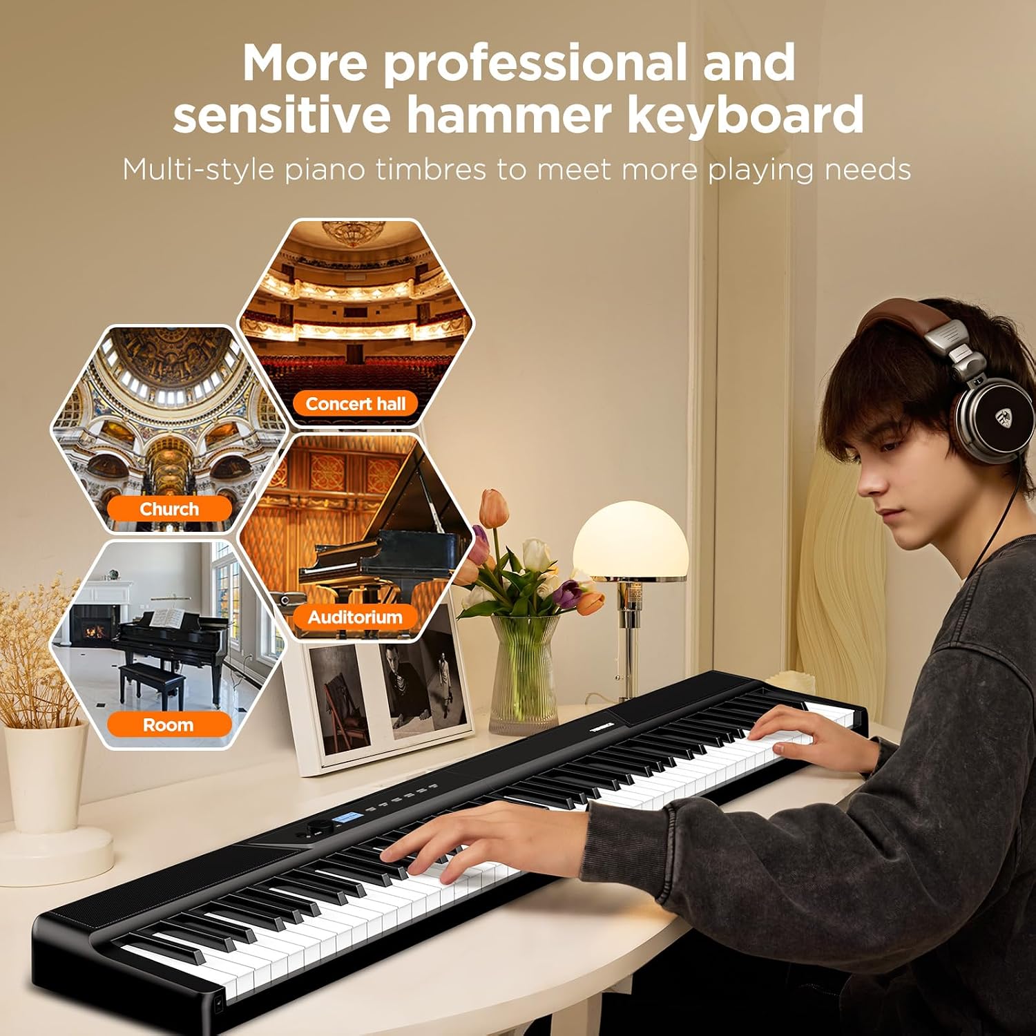 Detalle de TERENCE V50 Upgrade 88-Key Weighted Digital Piano with 30W Speaker