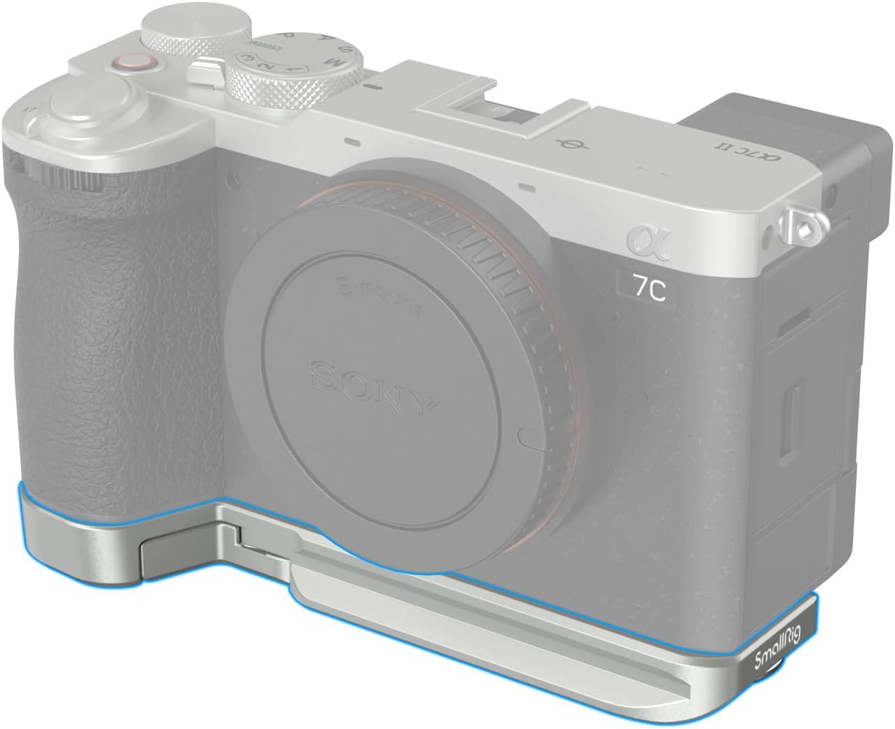 Detalle de SMALLRIG 4439 – srebrna płytka bazowa do Sony A7C II/A7CR z mocowaniem Arca