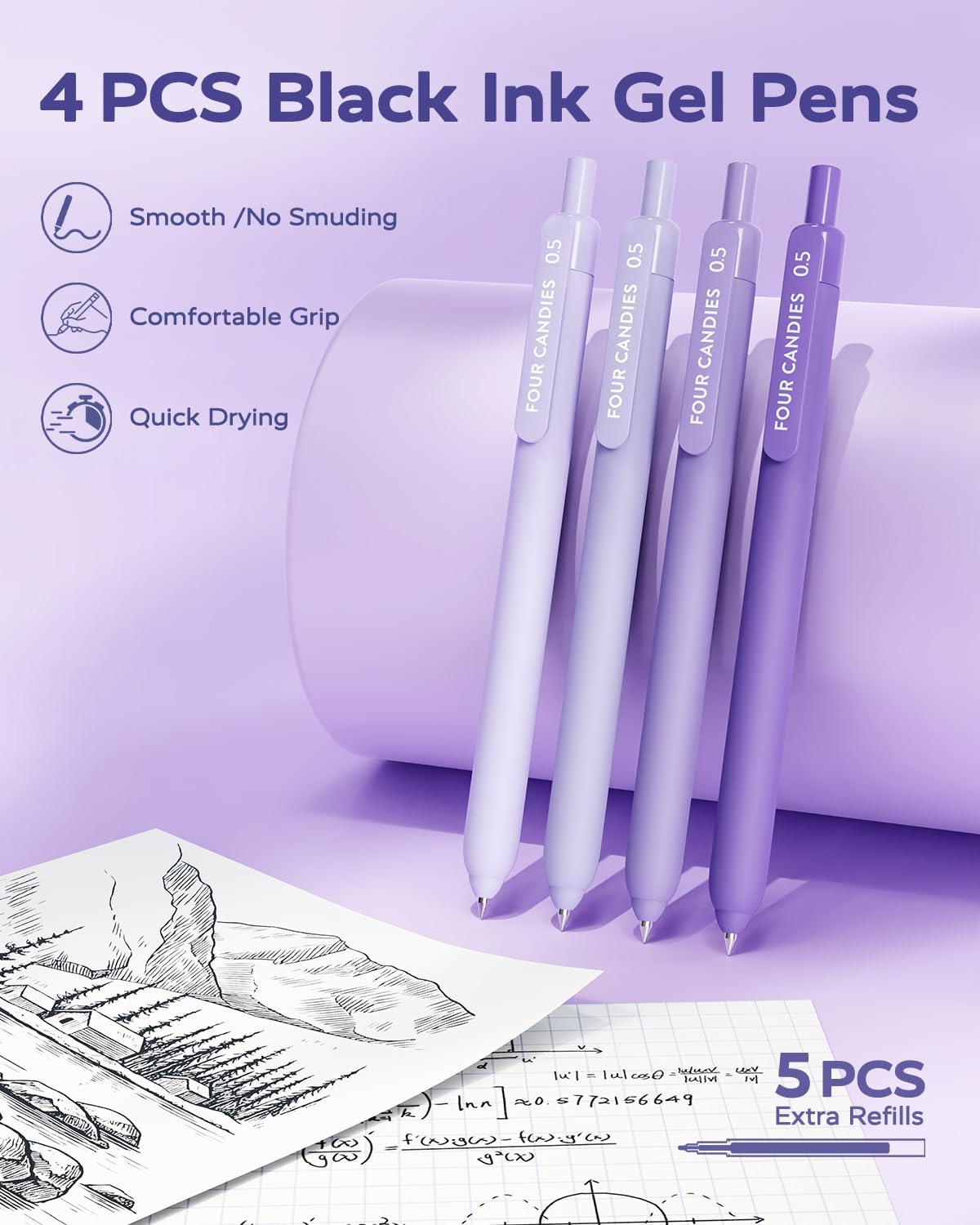 Detalle de Four Candies Stationery Set with Purple Case