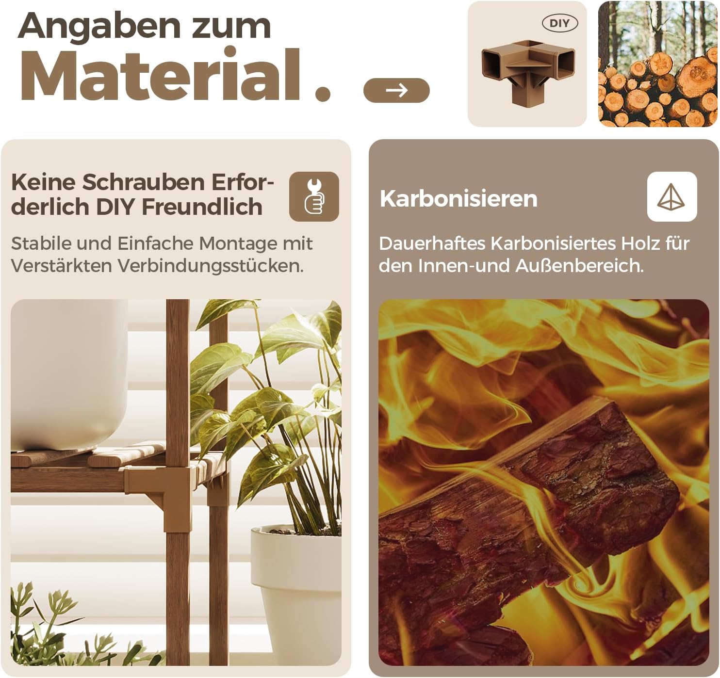 Detalle de Bamworld Pflanzenständer für 7 Etagen – Indoor & Outdoor Blumenregal mit Leiter-Design