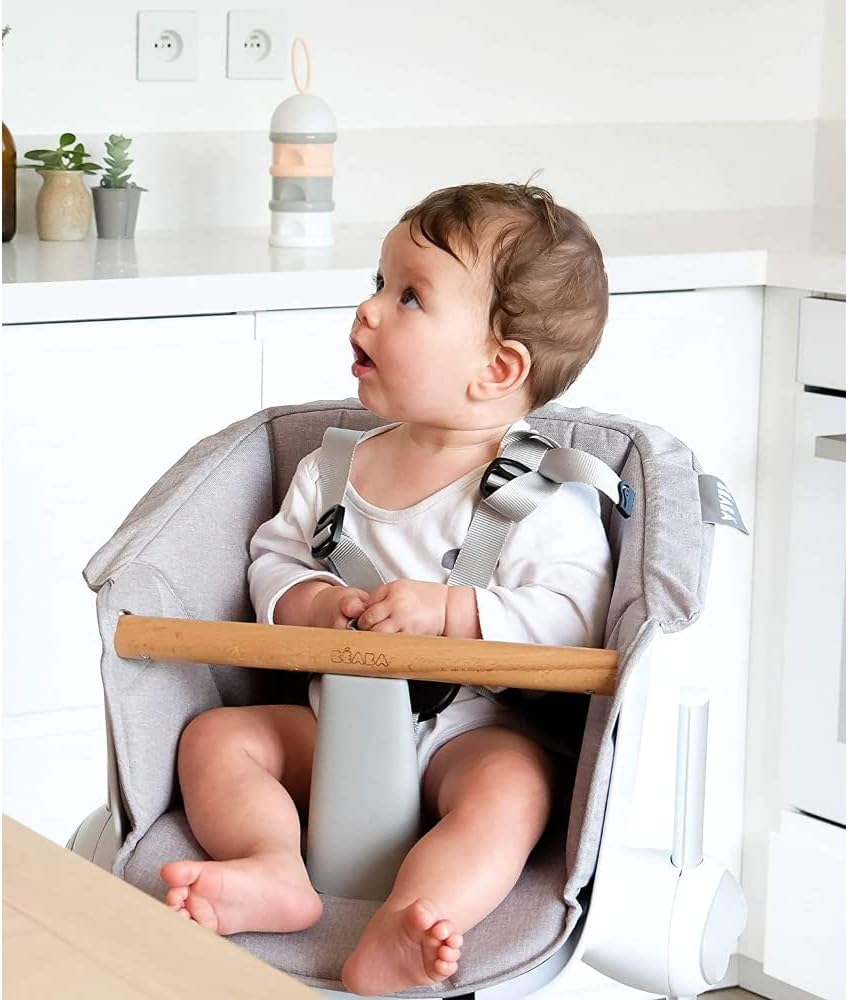Detalle 2 de Béaba cuscino per seggiolone ergonomico grigio, compatibile con seggiolone