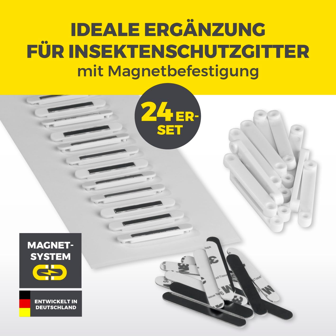 Detalle 2 de EASYmaxx Insect Protect Magnete: Selbstklebende Magnetplatten (24 Stück) für Fliegengitter