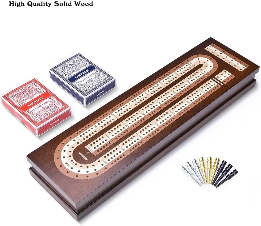 Detalle 2 de AMEROUS Wooden Cribbage Board Game with Magnetic Lock 🎲
