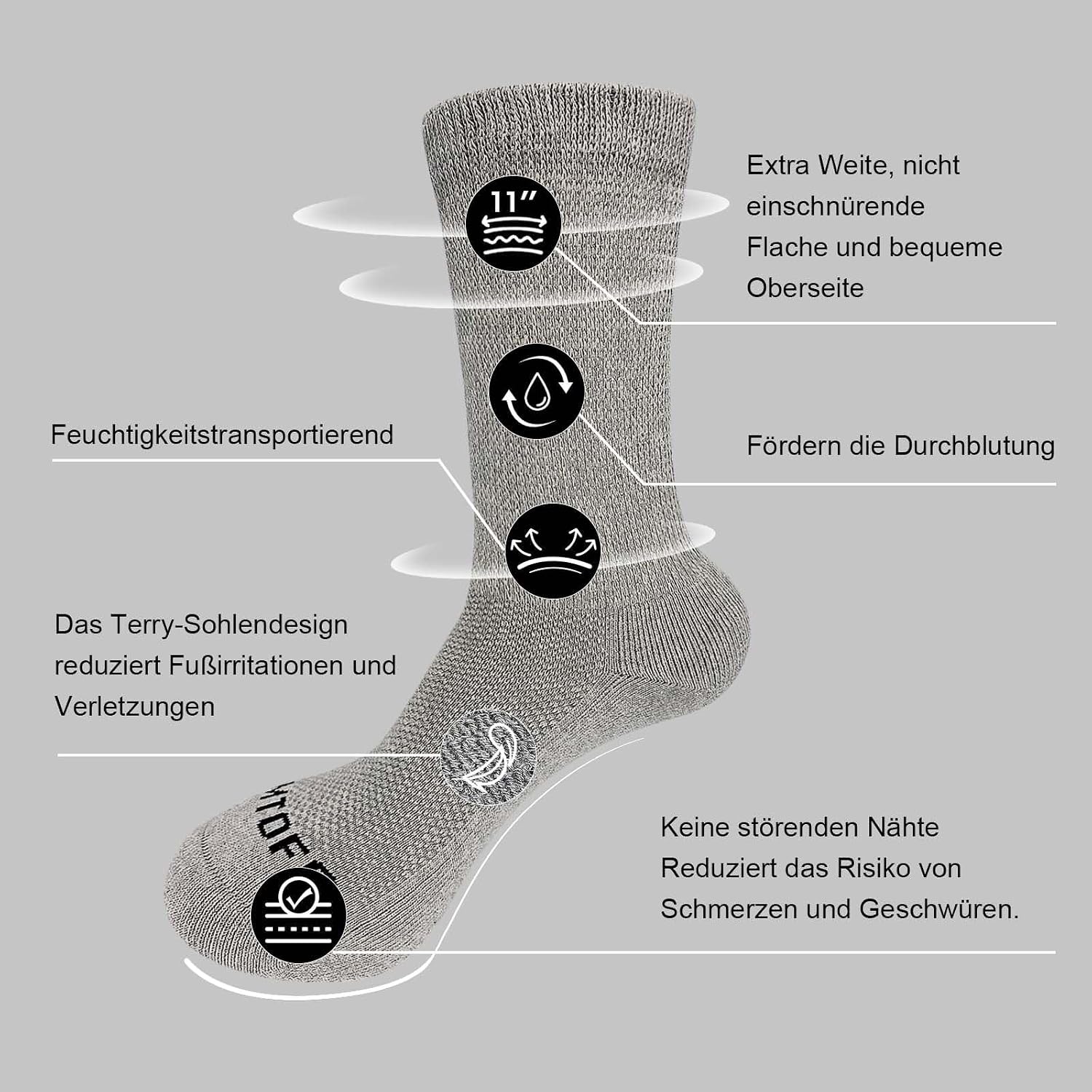 Detalle 2 de LOFIR Diabetiker-Socken Baumwolle 39-46