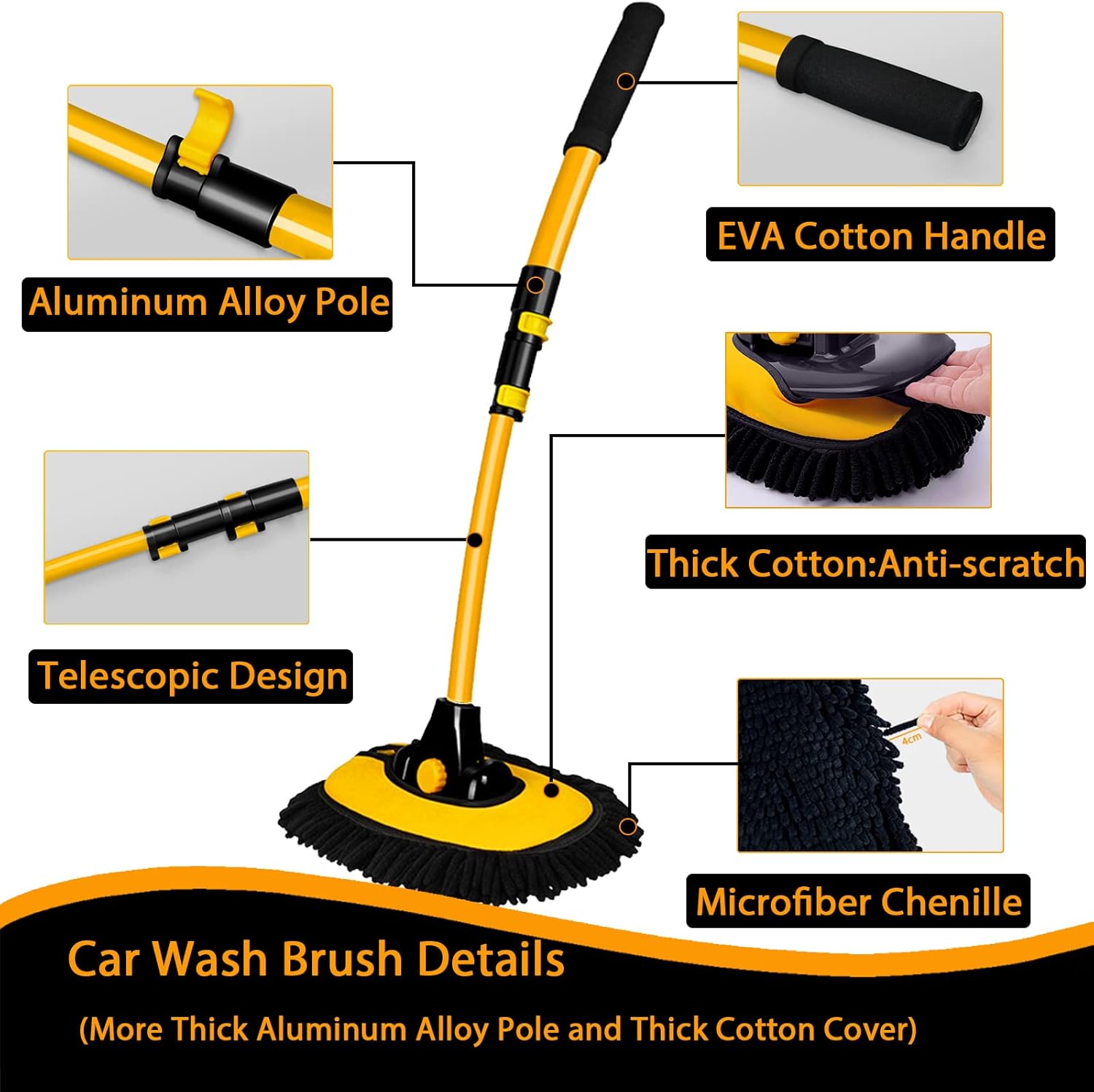 Thumbnail 2 de Harazaqa 15° curved car cleaning brush, 43 inch
