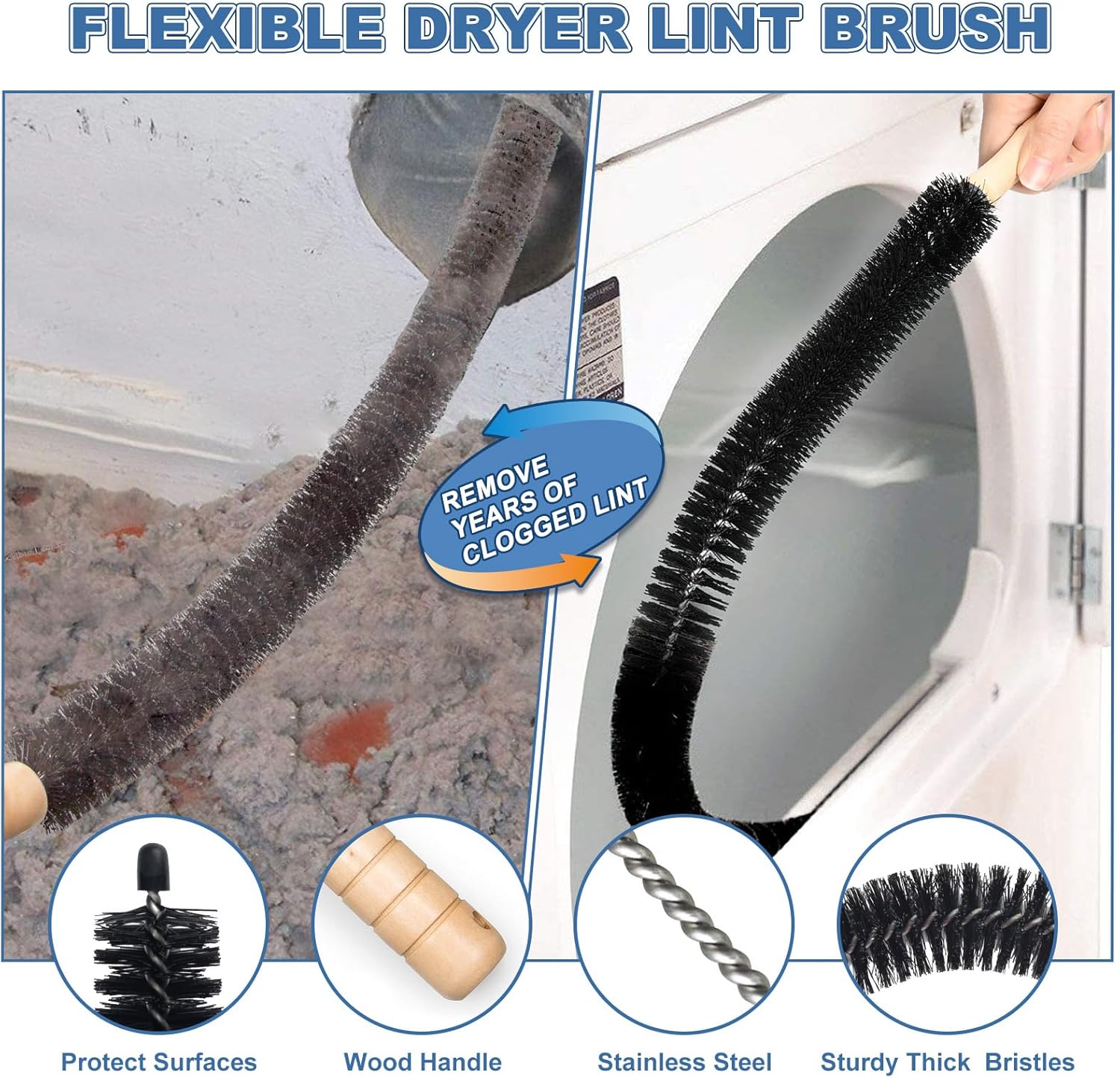 Detalle de PetOde 2 Pieces Dryer Vent Cleaner Kit with Universal Vacuum Connector