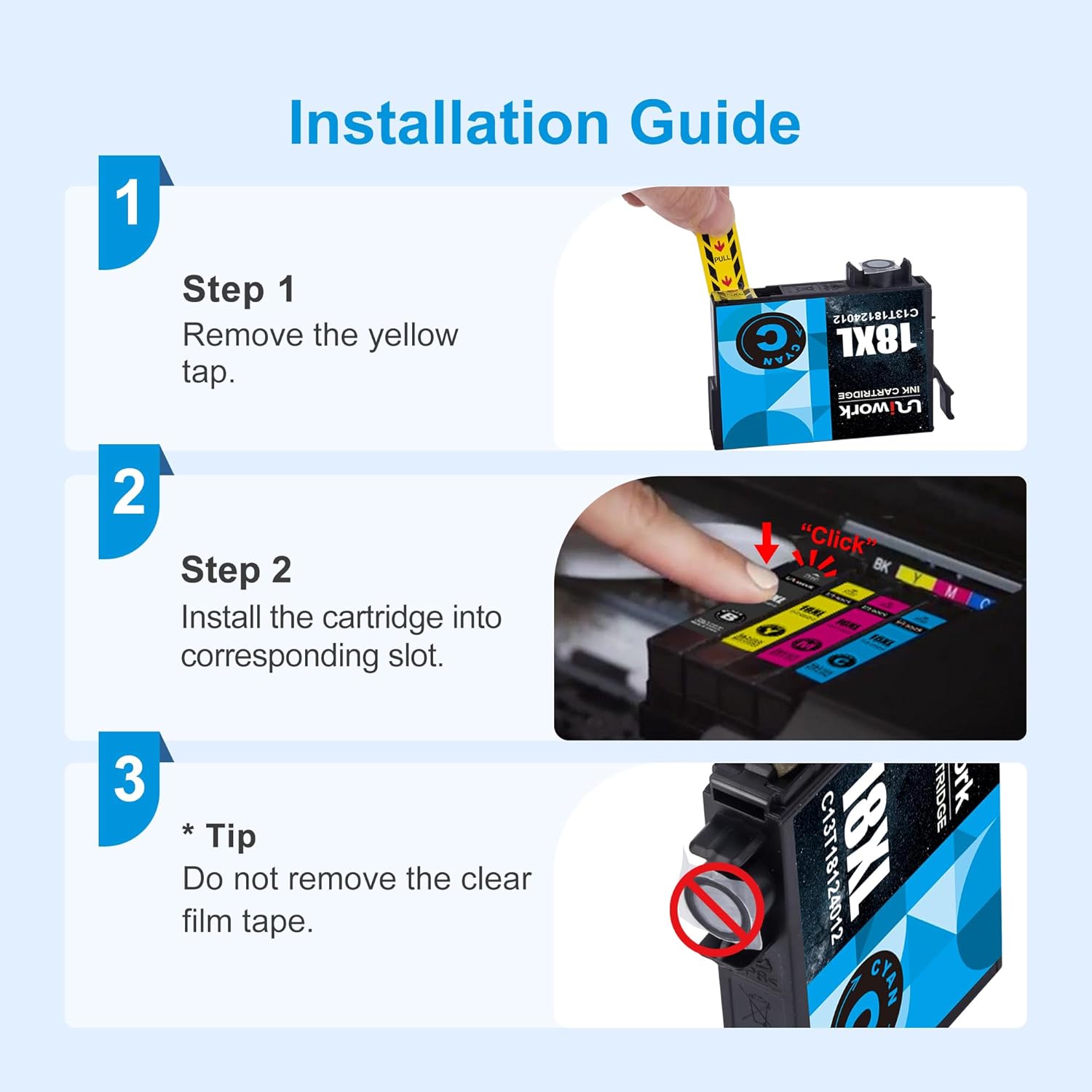 Detalle de Uniwork 18 XL (18XL) Tintenpatronen kompatibel für Epson Expression Home – 12er-Set
