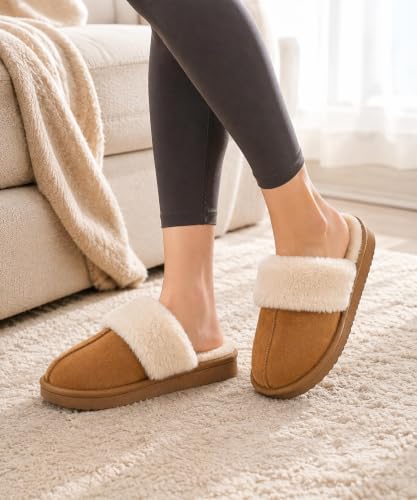 Thumbnail 2 de Litfun Women Winter Fuzzy Foam Slippers Indoor Outdoor, Chestnut 4