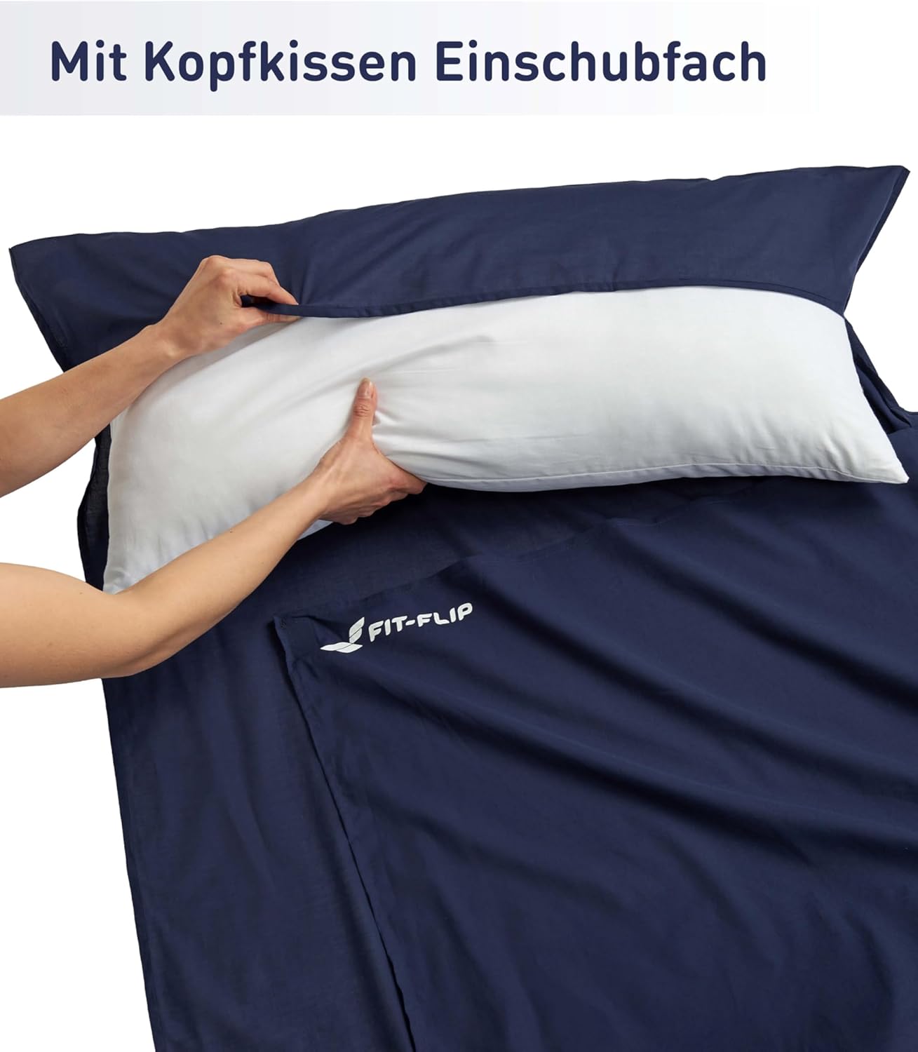 Detalle 2 de Fit-Flip Hüttenschlafsack Inlett aus Baumwolle – ultraleicht & kompakt