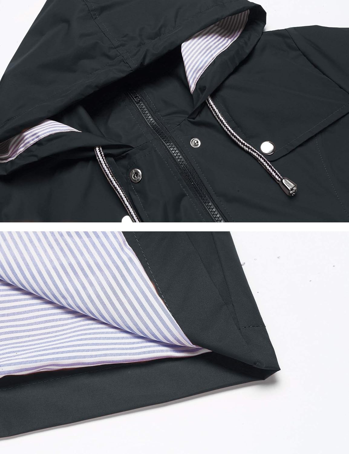 Detalle 2 de LOMON Raincoat Women Waterproof Long Hooded Trench Coat