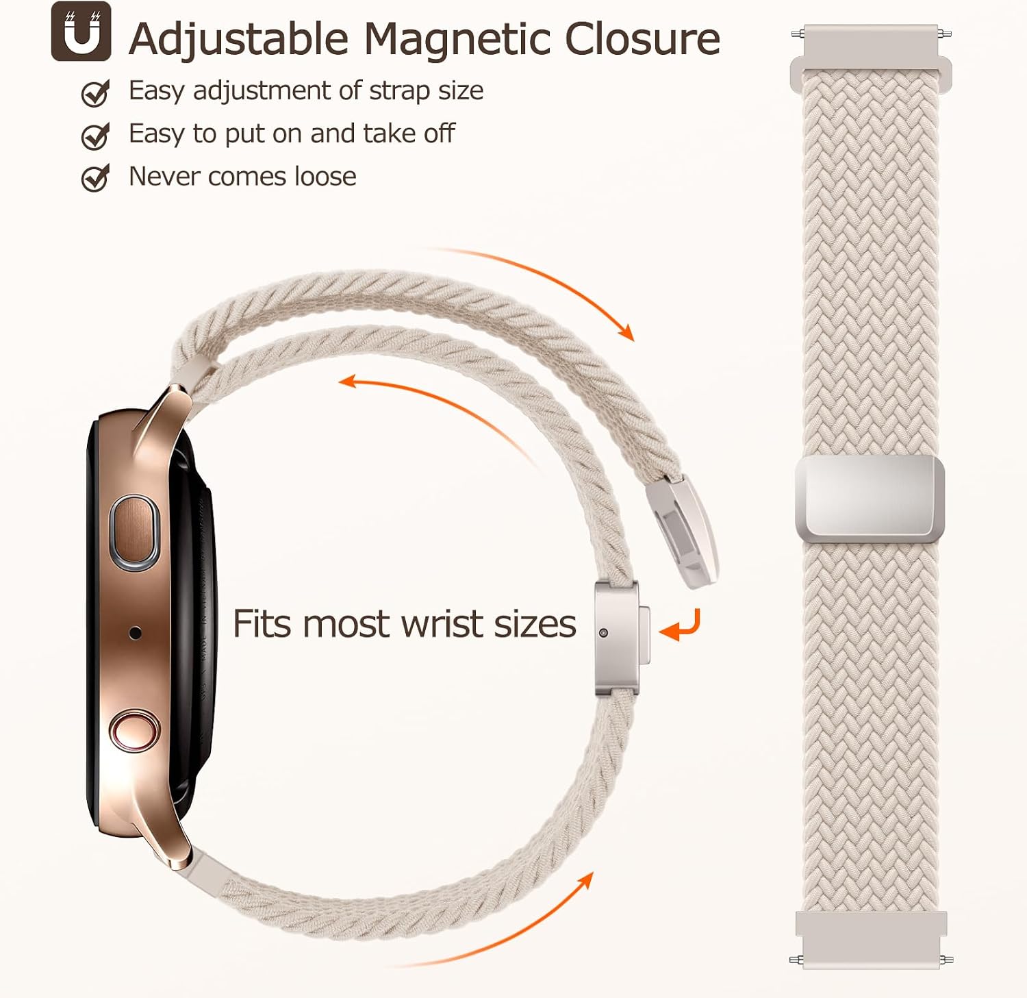 Detalle de 22mm braided magnetic watch straps