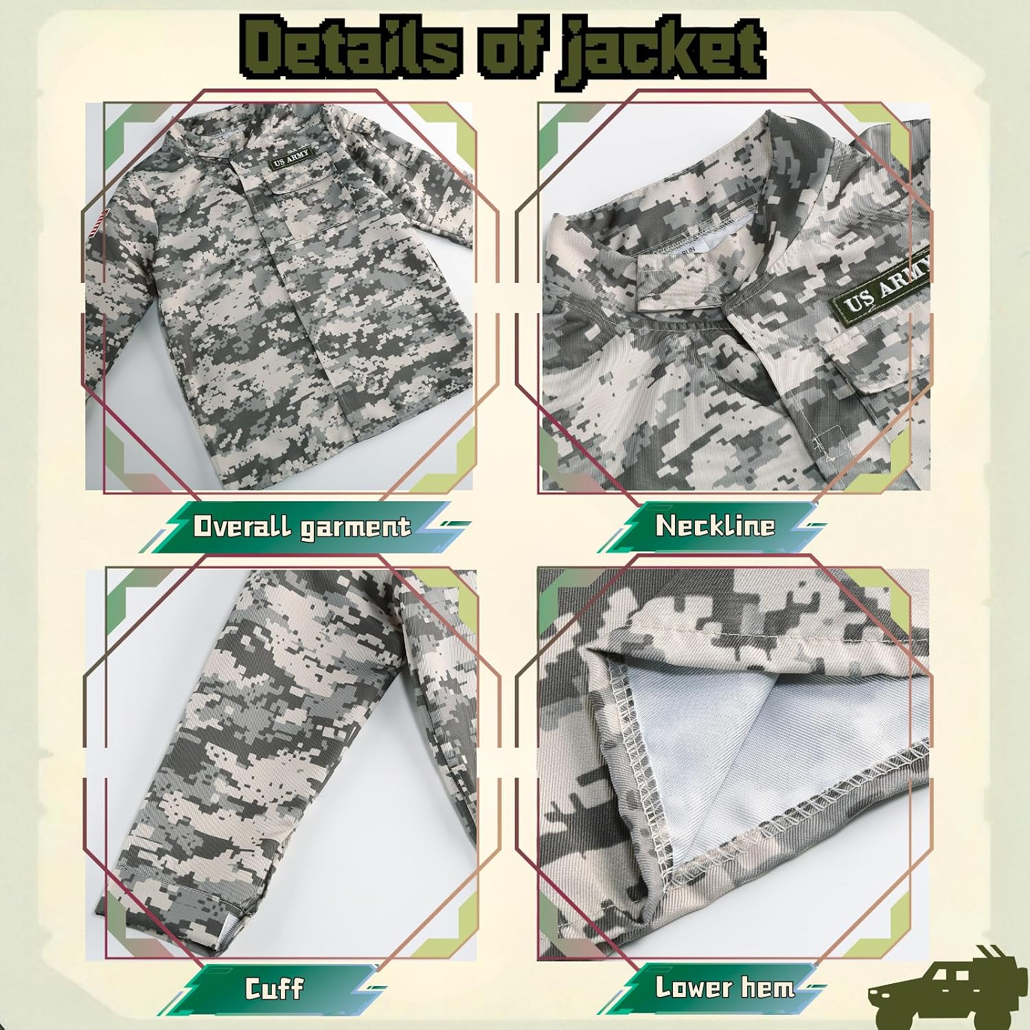 Detalle de Yolsun Kids' Army Costume, 11-Piece Set