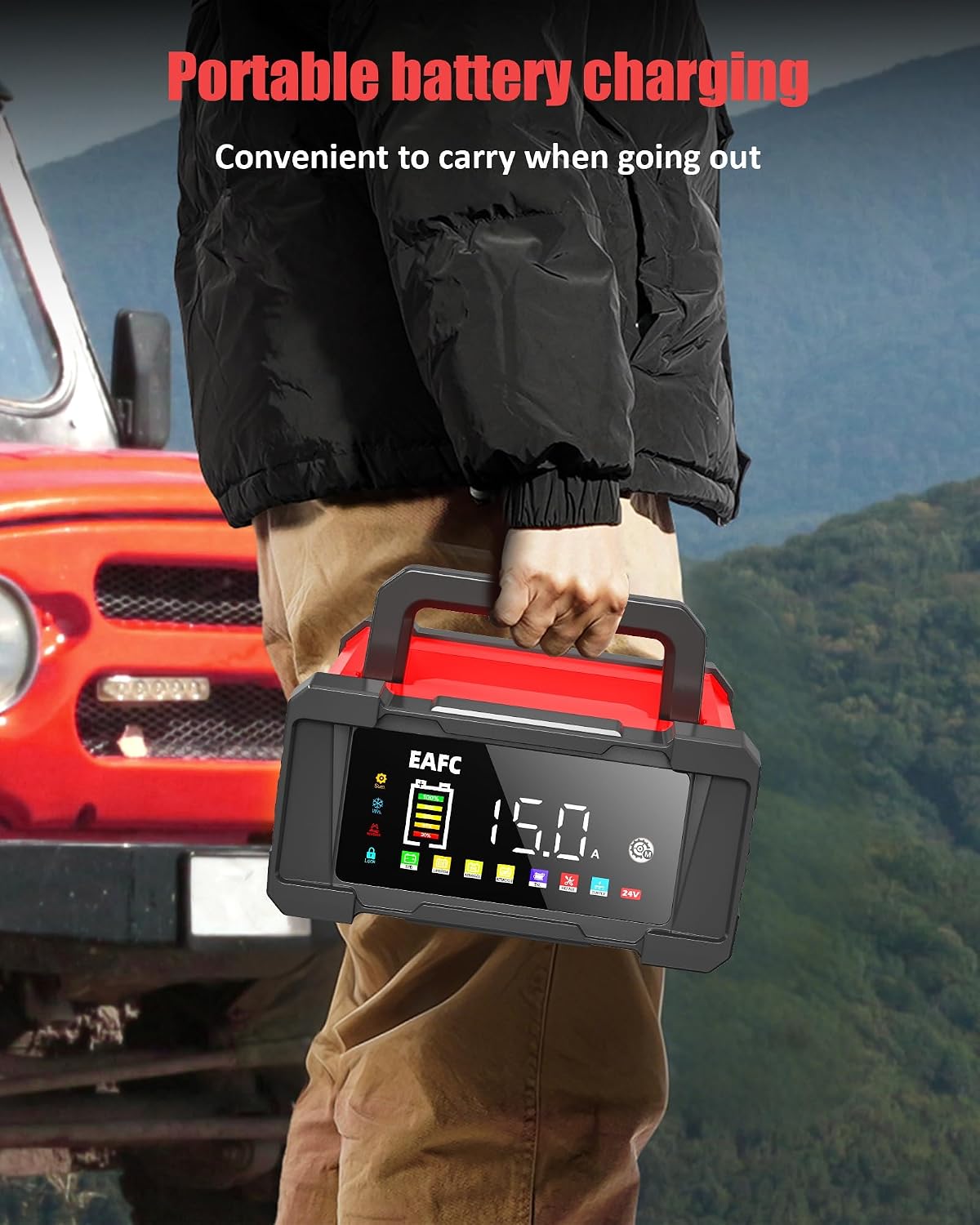 Thumbnail 6 de EAFC 20Amp 12V/24V Smart Car Battery Charger & Maintainer with LCD Display