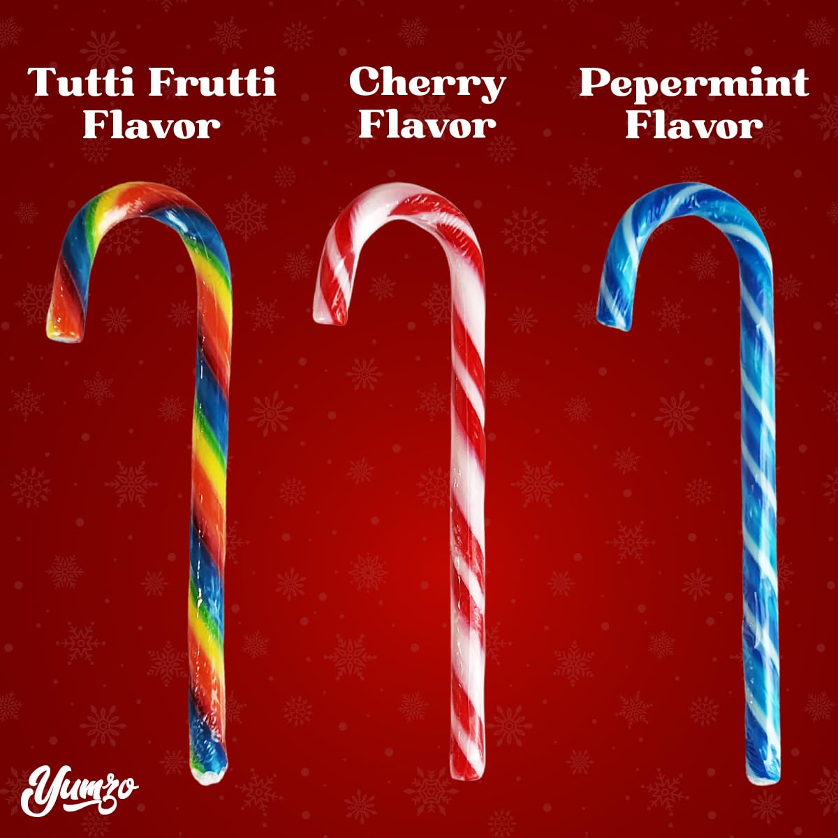 Detalle de Yumzo Christmas Candy Canes, 100 Count, Individually Wrapped Assorted Flavors