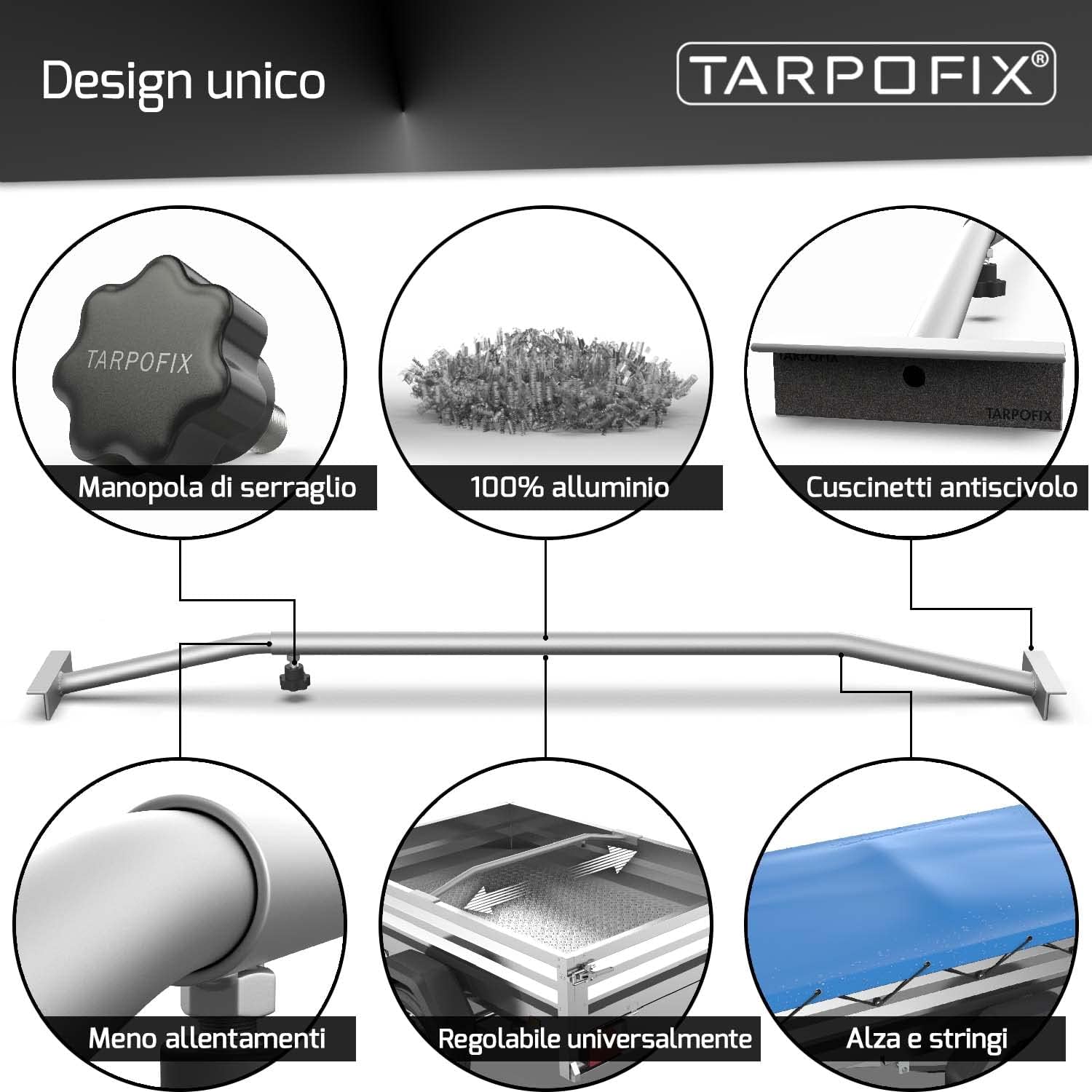 Thumbnail 5 de Tarpofix staffa alluminio teloni 140-210 cm