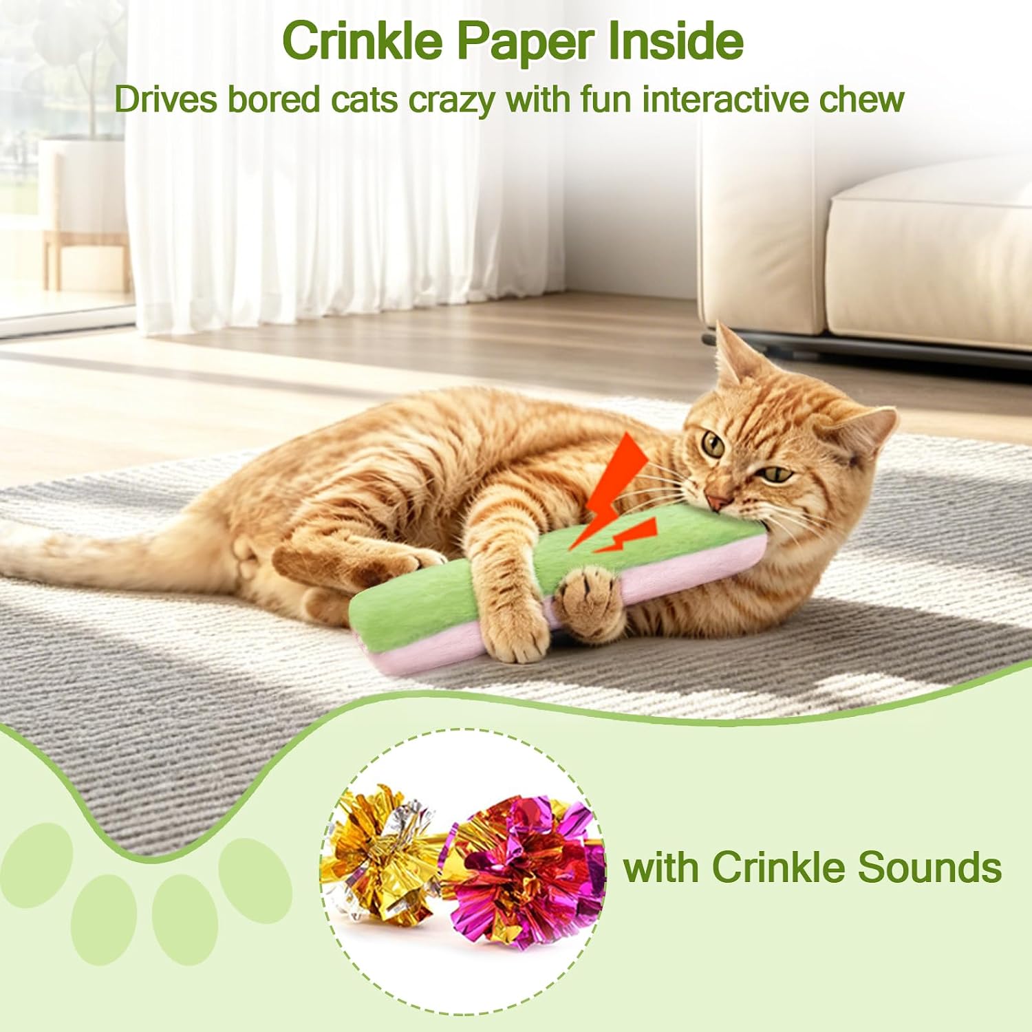 Detalle 1 de Retro Shaw Refillable Cat Kicker Toys, 3-Pack 10.1-Inch Catnip Pillows