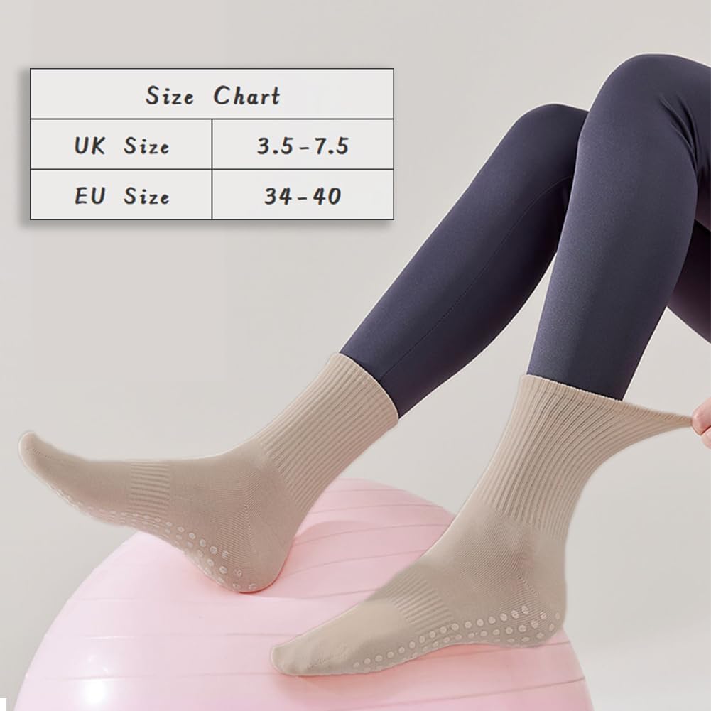 Thumbnail 3 de flintronic Calzini Antiscivolo Yoga Donna – 4 paia in cotone con puntini in gomma per Pilates, Danza e Fitness