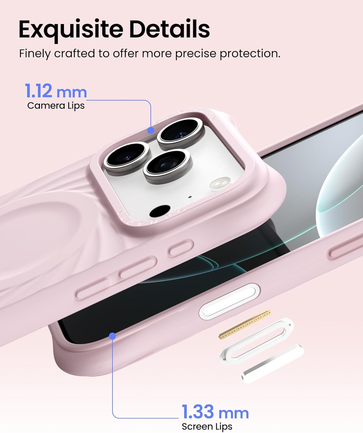 Thumbnail 3 de ORNARTO Vortuxe iPhone 17 Pro Max Case 6.9" (Rose Quartz) — 2X MIL-STD Protection with MagSafe