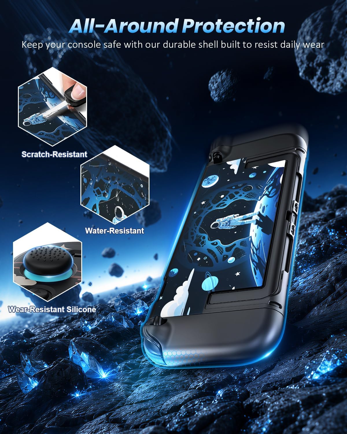 Detalle de FYOUNG Dockable Protective Case for Nintendo Switch 2, Slim Polycarbonate Space Pattern