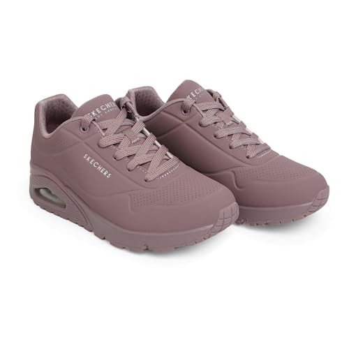 Detalle 2 de Skechers Damen Uno Stand On Air Trainer in Dk. Mauve Durabuck/Mesh – Größe 37 EU