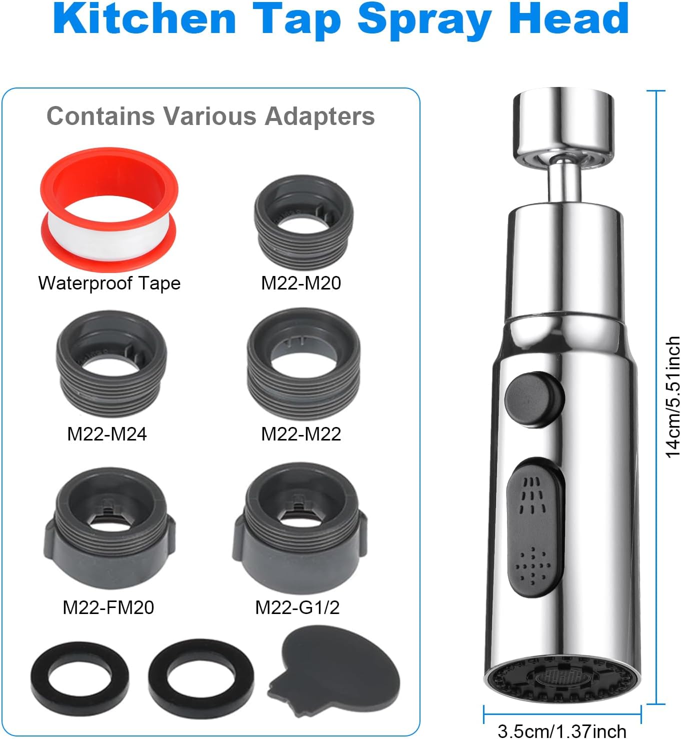 Detalle 2 de OSDUE FM22 M24 Kitchen Tap Spray Head 360°