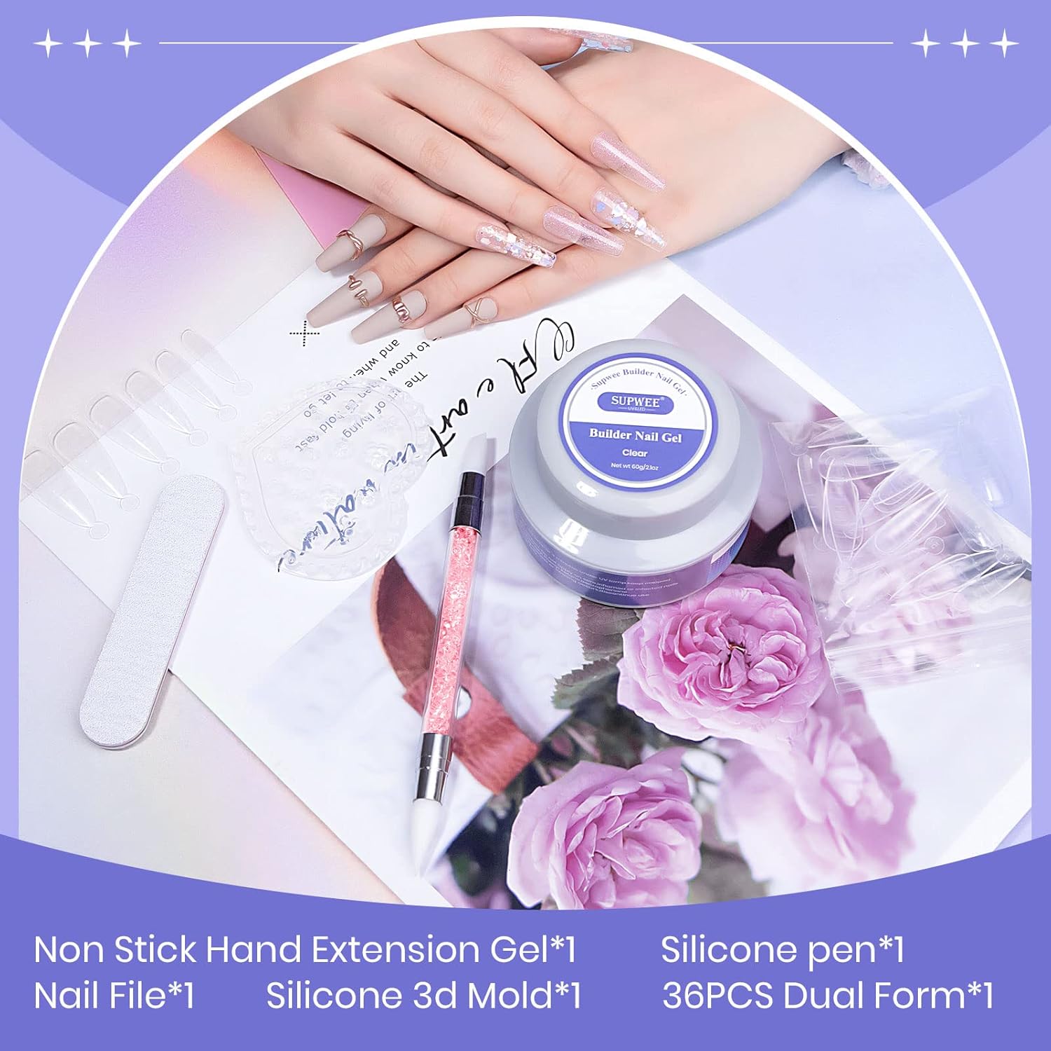 Thumbnail 6 de SUPWEE Fester Builder Gel für Nagellack (60 g) – klares 3D-Hartgel für Nagelverlängerung, Aufbau & Nail Art
