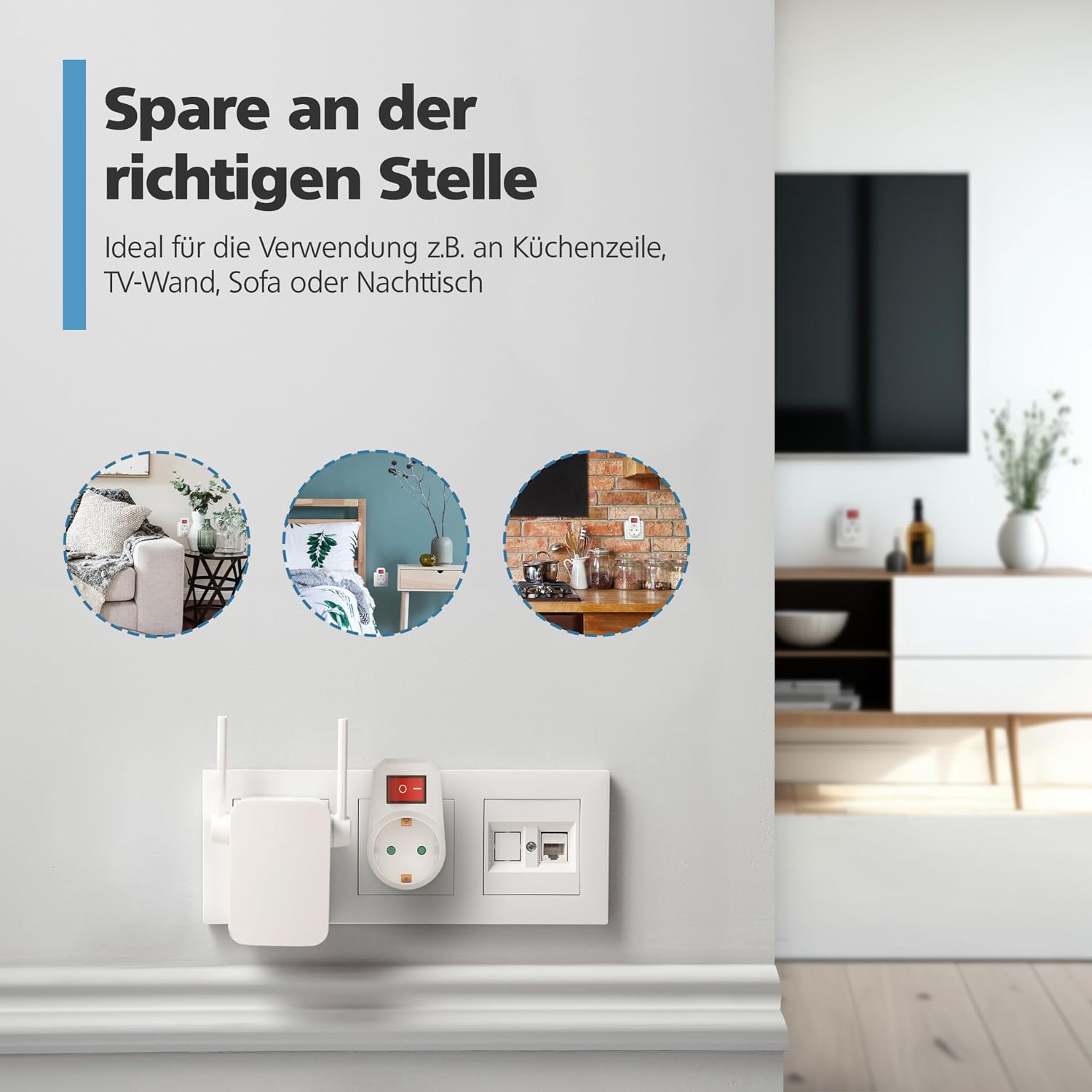 Thumbnail 5 de benon 3er-Set Steckdosen-Adapter mit Schalter und Kindersicherung (Schuko, bis 3680 Watt)