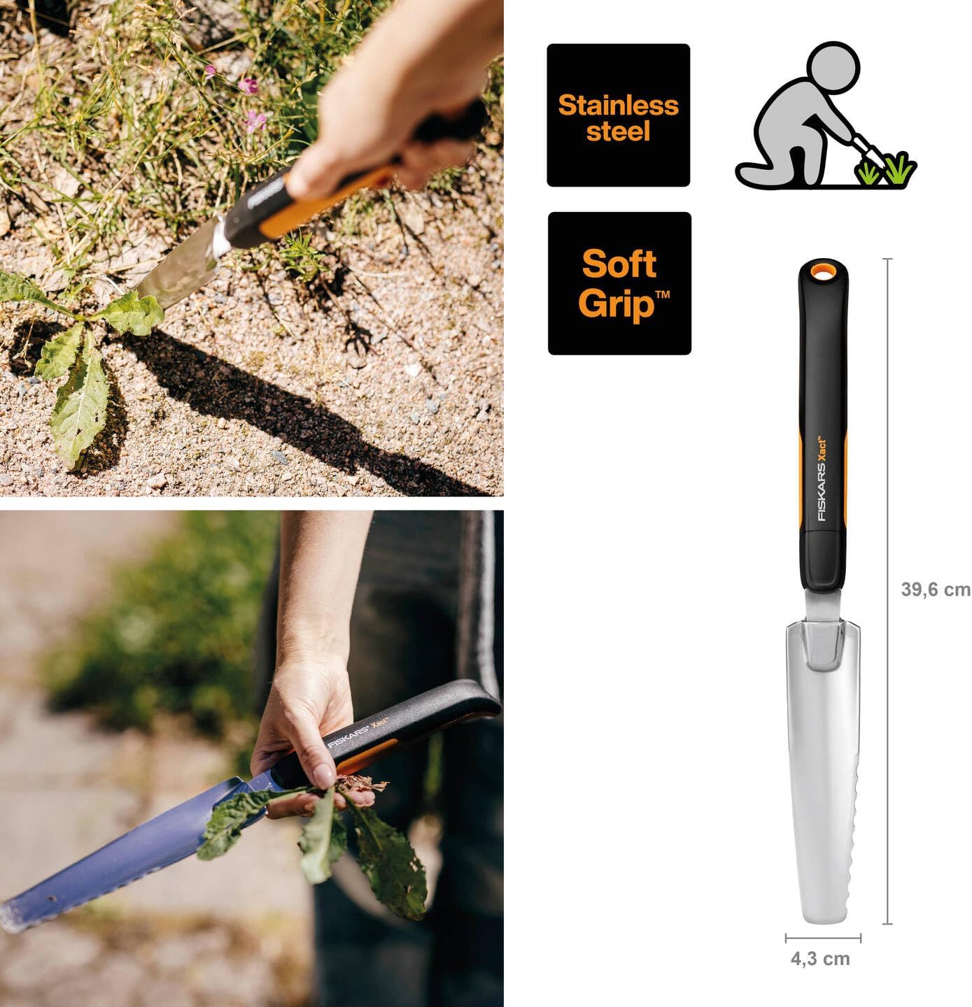 Detalle 2 de Fiskars Xact 1027046 ogrässtickare för djupa rötter, 39,6 cm