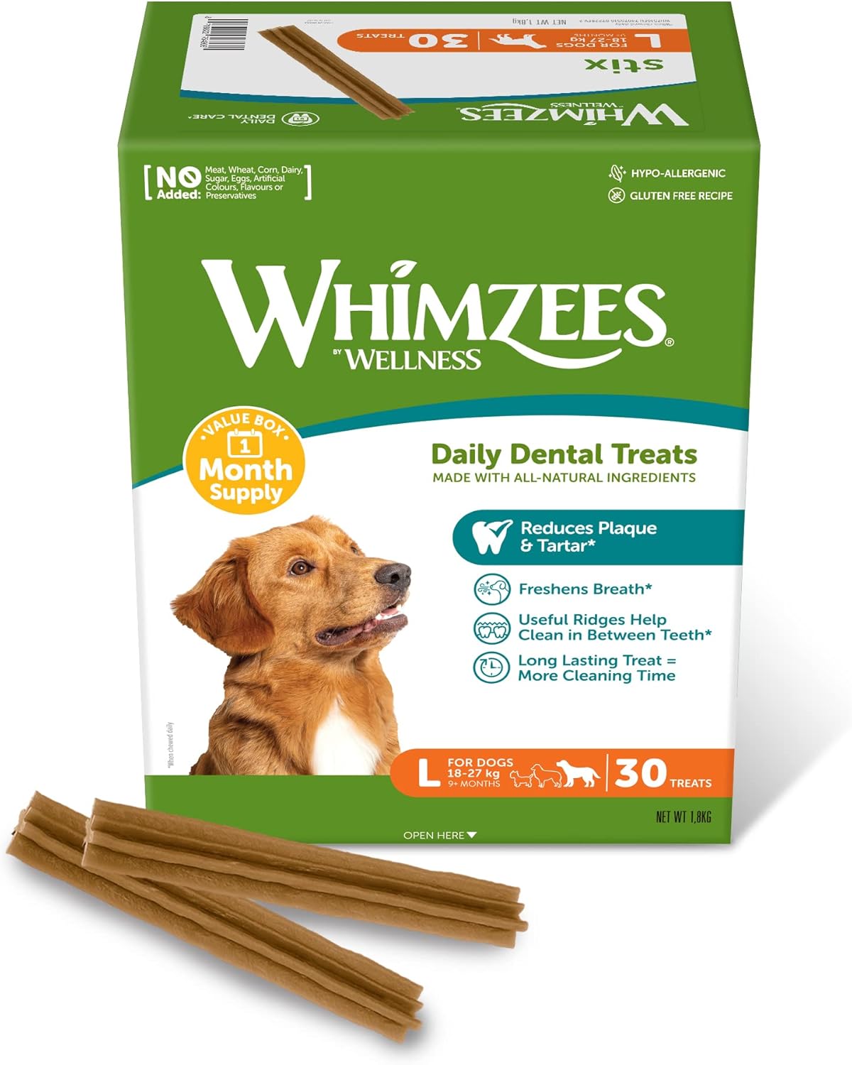 Detalle de WHIMZEES Stix M Fondo Mensile 30 Pezzi – Snack Naturali per Cane di Taglia Media